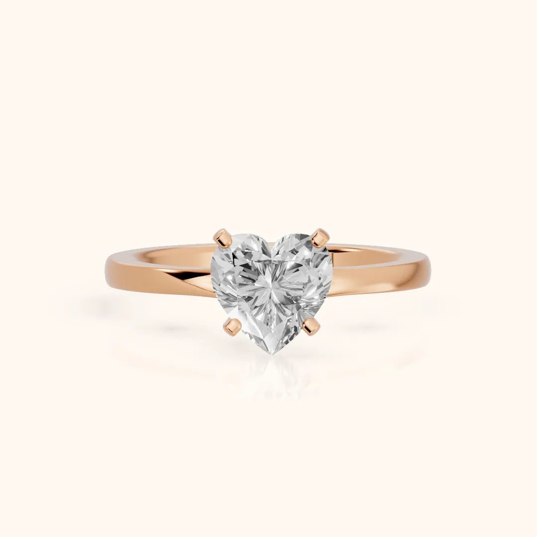 Matilda Cathedral Solitaire Heart Diamond Engagement Ring in Rose Gold — view 2