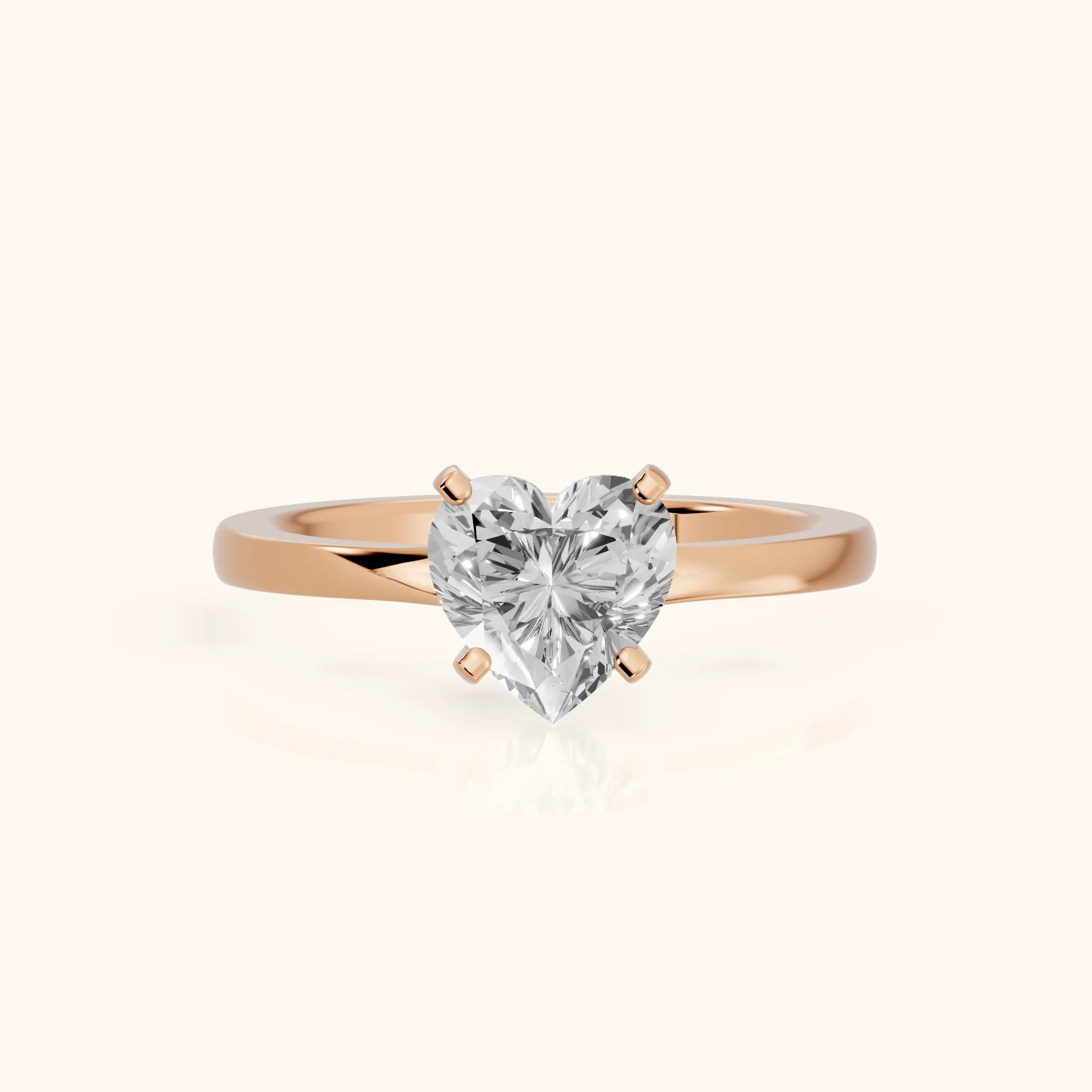 Matilda Cathedral Solitaire Heart Diamond Engagement Ring in Rose Gold — view 1