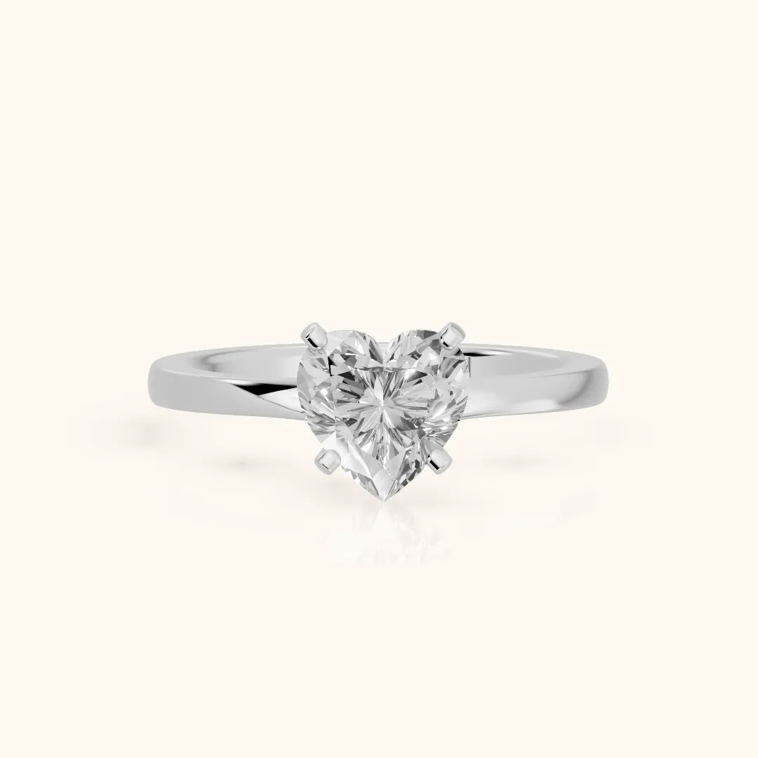 Matilda Cathedral Solitaire Heart Diamond Engagement Ring in Silver — view 2