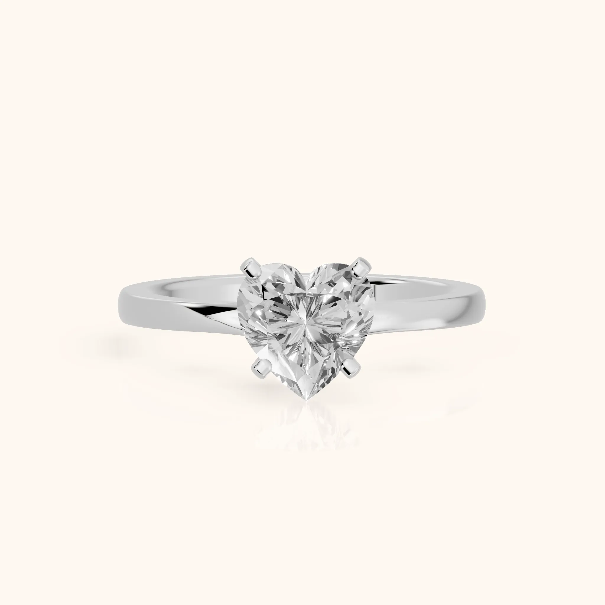 Matilda Cathedral Solitaire Heart Diamond Engagement Ring in Silver — view 1