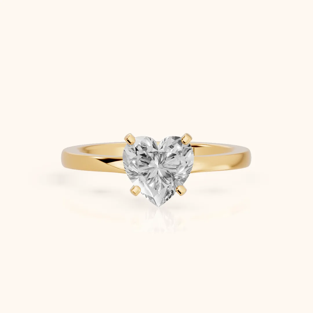Matilda Cathedral Solitaire Heart Diamond Engagement Ring in Yellow Gold — view 2