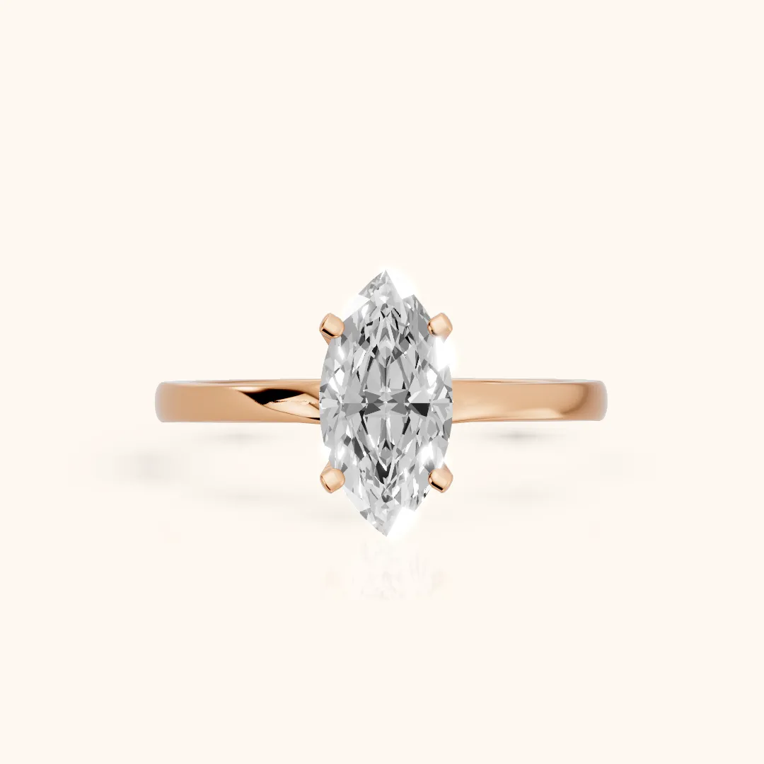 Matilda Cathedral Solitaire Marquise Diamond Engagement Ring in Rose Gold — view 2