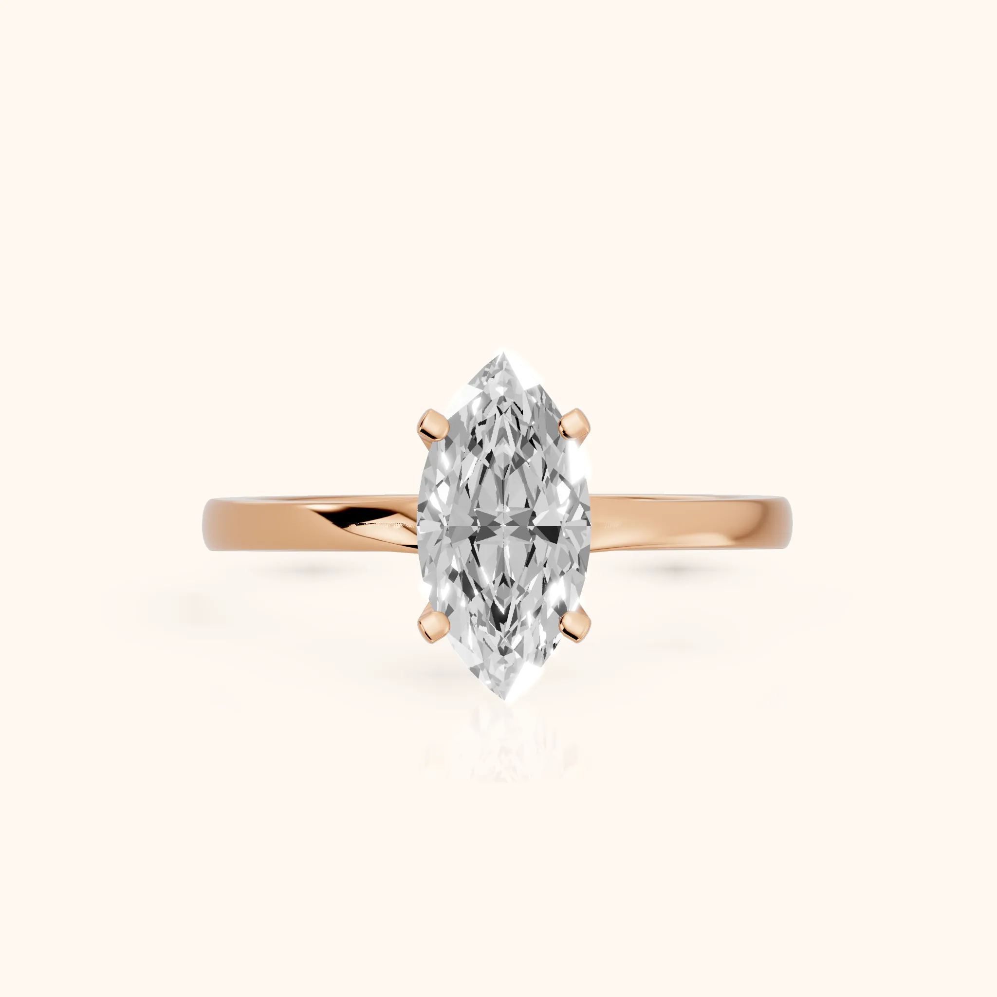 Matilda Cathedral Solitaire Marquise Diamond Engagement Ring in Rose Gold — view 1