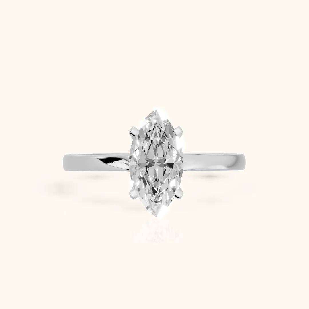 Matilda Cathedral Solitaire Marquise Diamond Engagement Ring in Silver — view 2