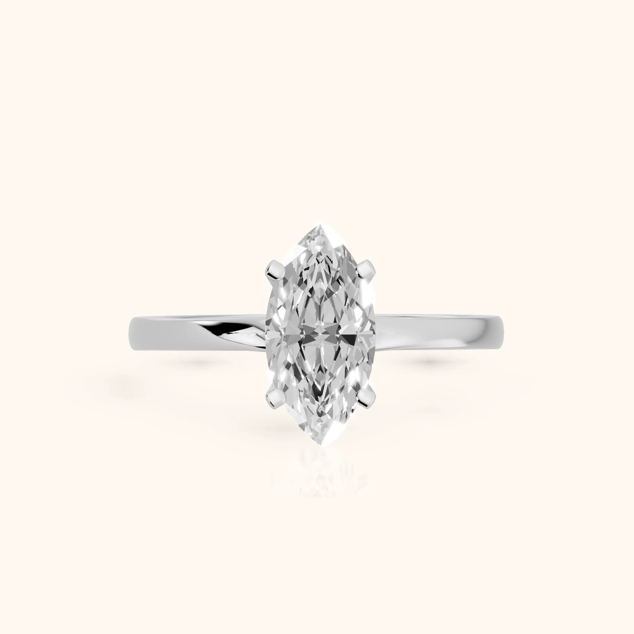 Matilda Cathedral Solitaire Marquise Diamond Engagement Ring in Silver — view 1