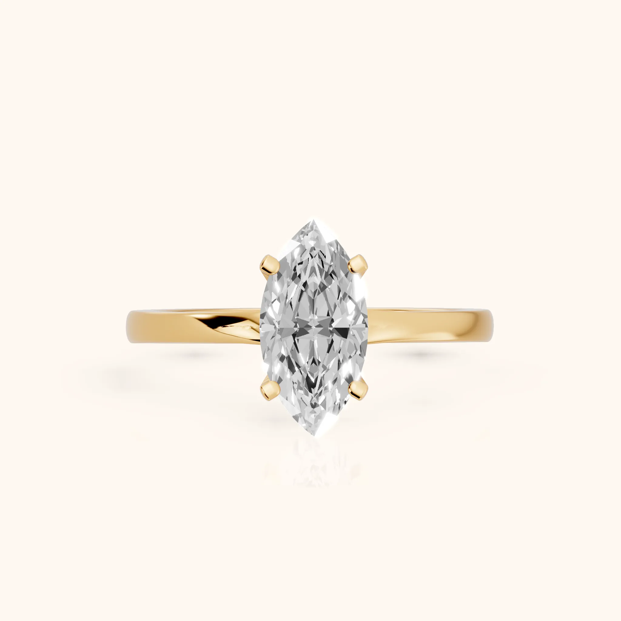 Matilda Cathedral Solitaire Marquise Diamond Engagement Ring in Yellow Gold — view 1