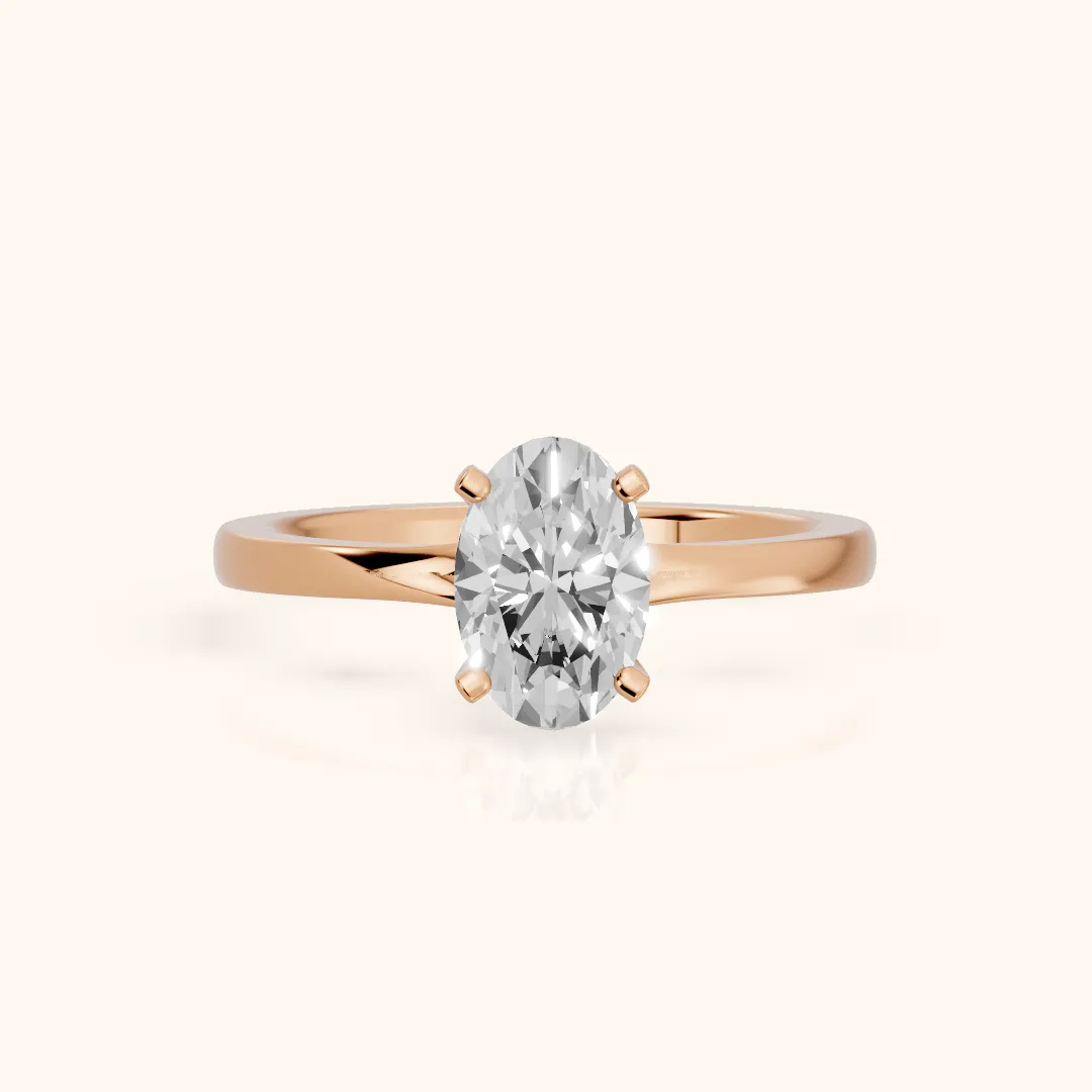 Matilda Cathedral Solitaire Oval Diamond Engagement Ring in Rose Gold — view 2
