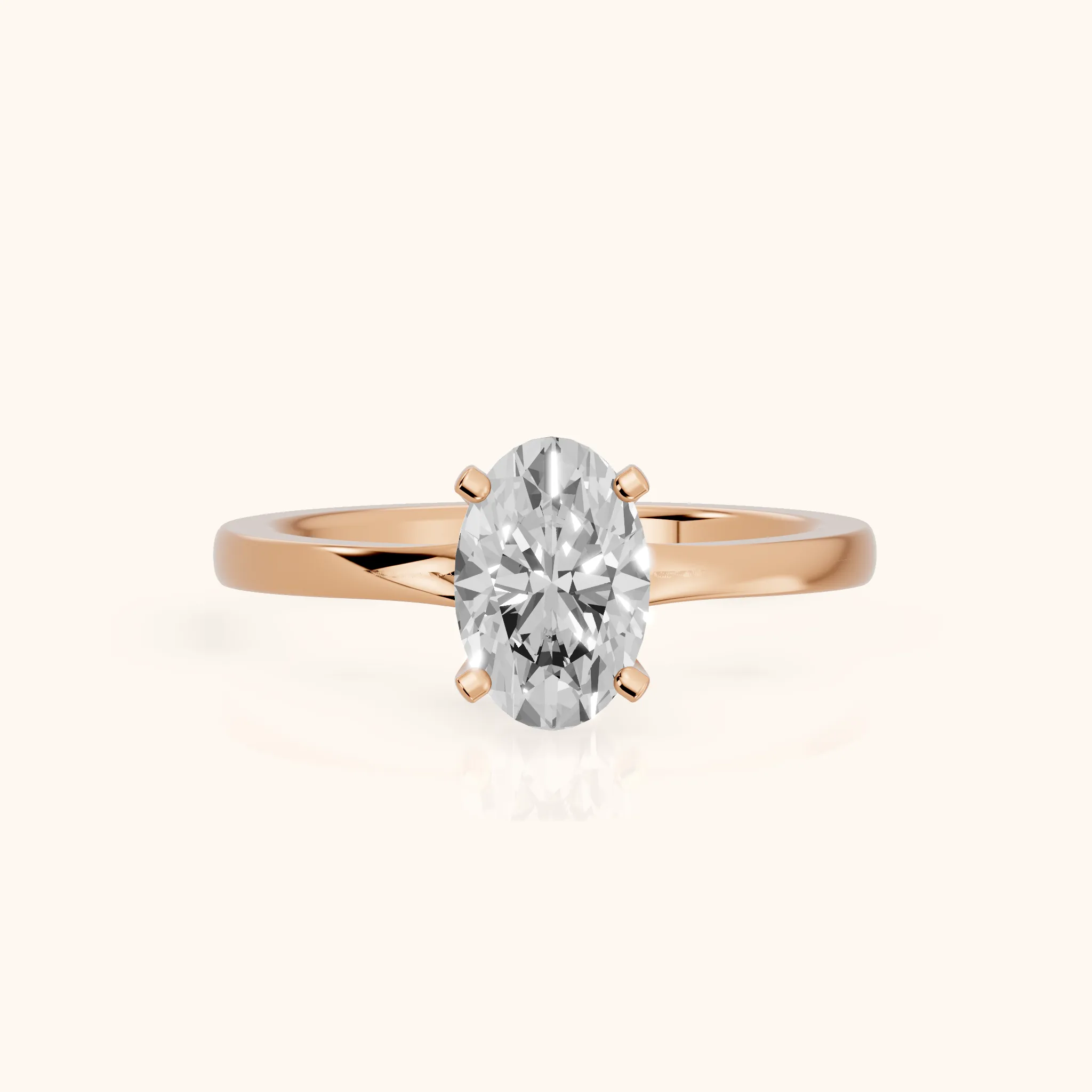 Matilda Cathedral Solitaire Oval Diamond Engagement Ring in Rose Gold — view 1