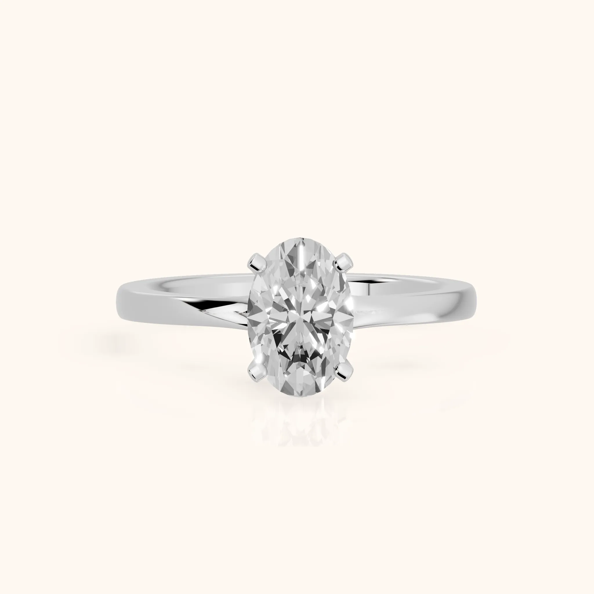 Matilda Cathedral Solitaire Oval Diamond Engagement Ring in Silver — view 1