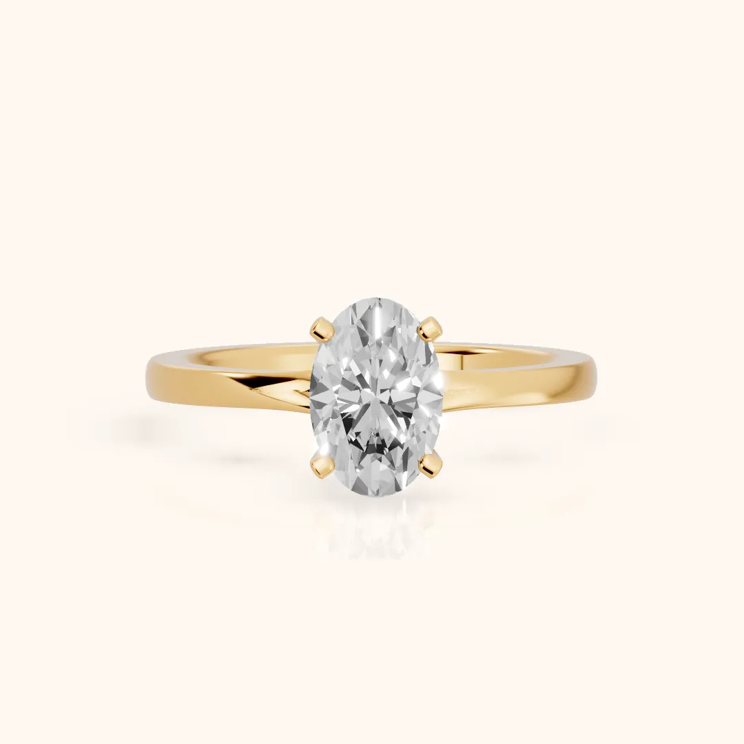 Matilda Cathedral Solitaire Oval Diamond Engagement Ring in Yellow Gold — view 2