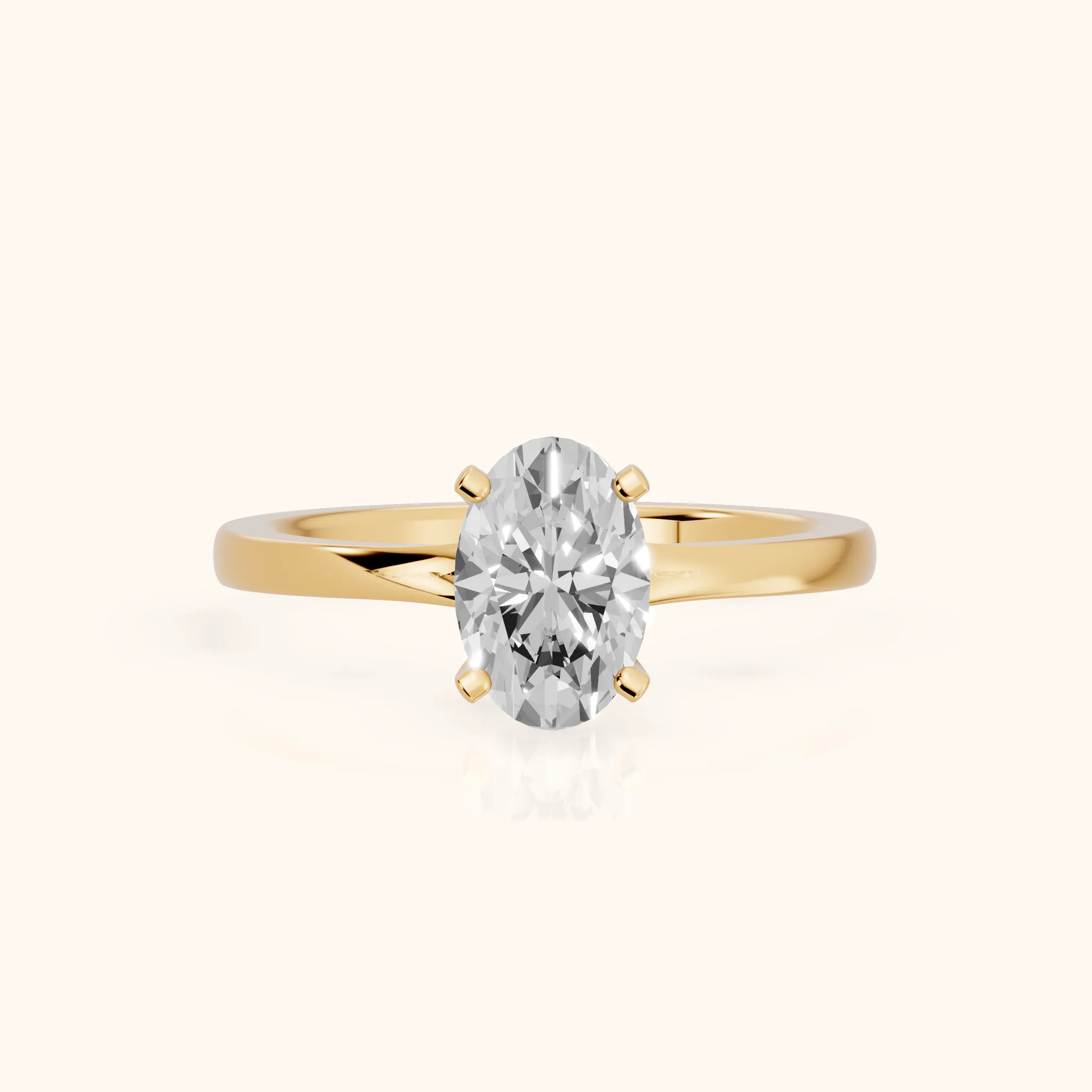 Matilda Cathedral Solitaire Oval Diamond Engagement Ring in Yellow Gold — view 1