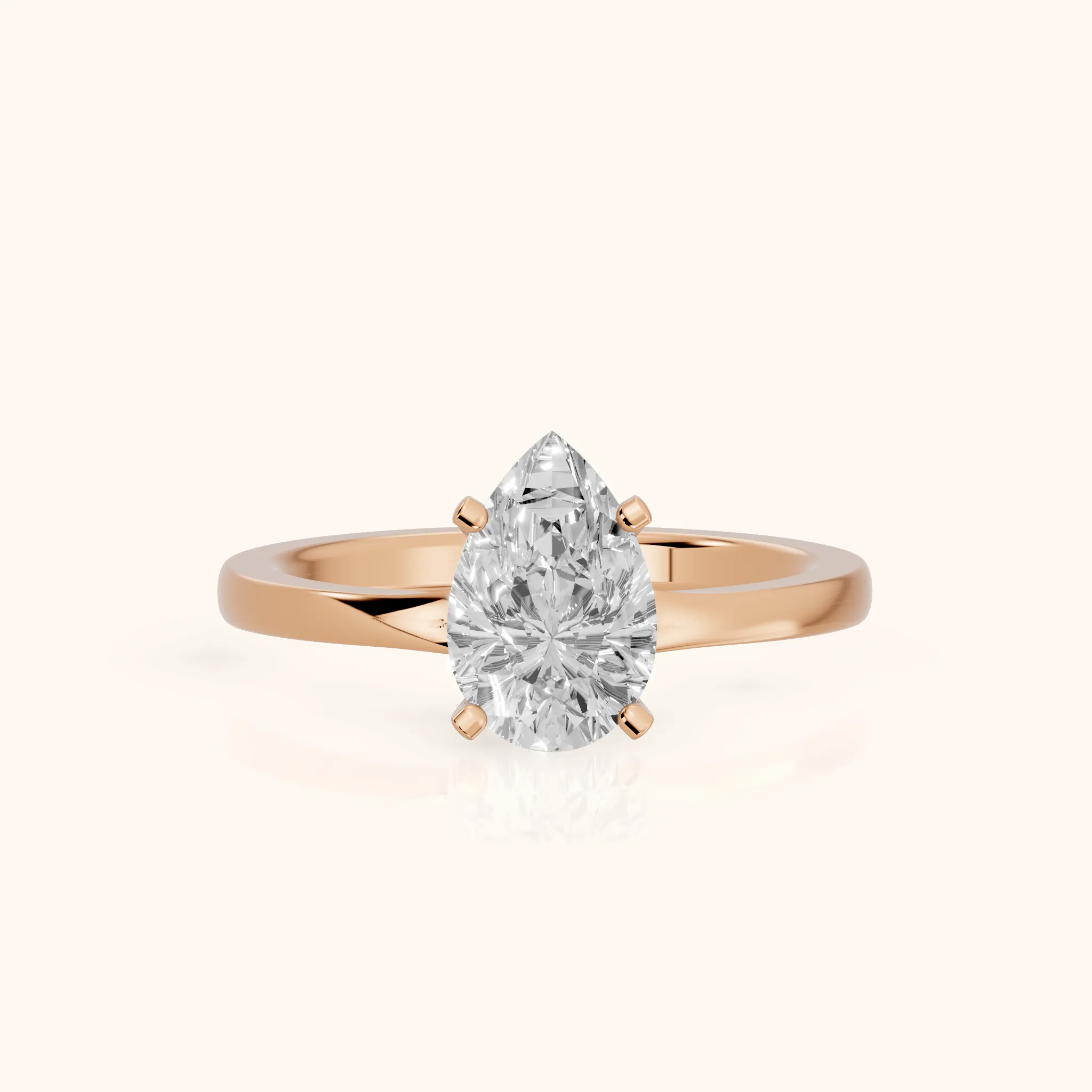 Matilda Cathedral Solitaire Pear Diamond Engagement Ring in Rose Gold — view 1
