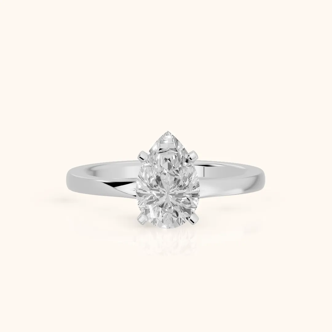Matilda Cathedral Solitaire Pear Diamond Engagement Ring in Silver — view 2