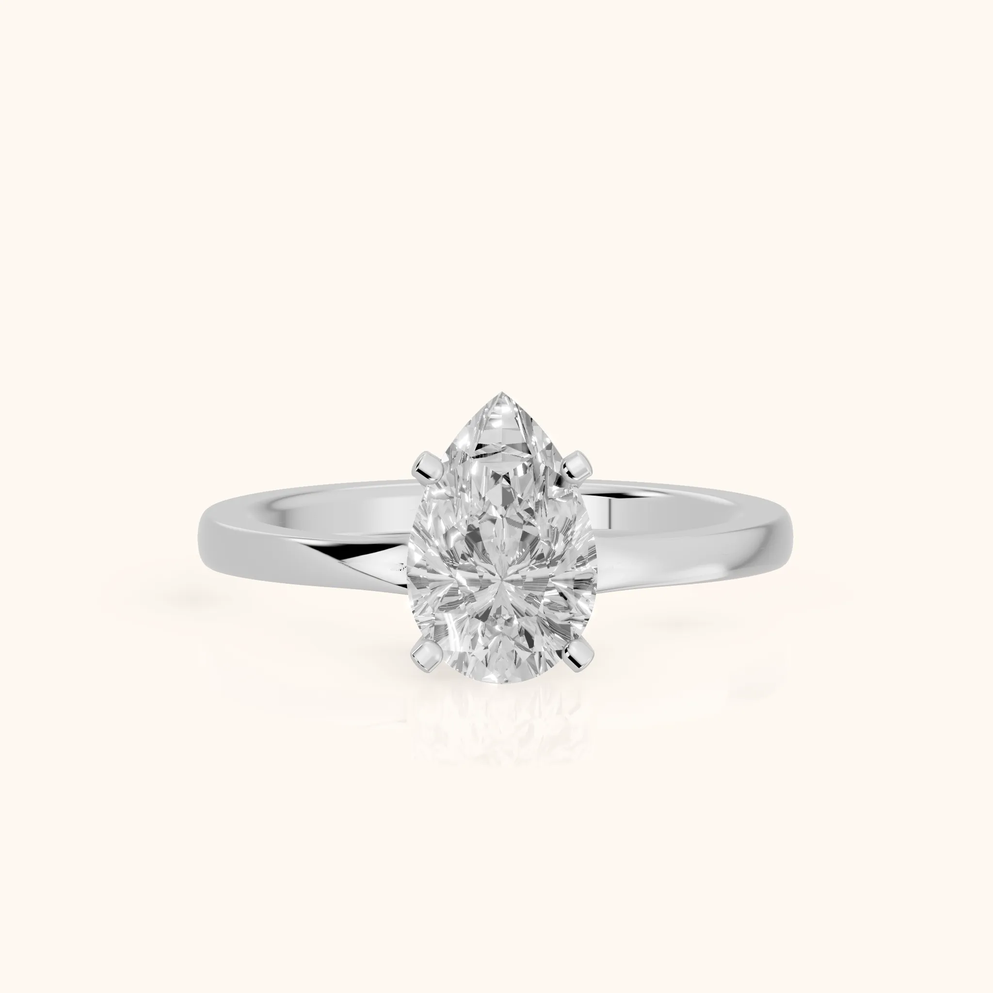 Matilda Cathedral Solitaire Pear Diamond Engagement Ring in Silver — view 1