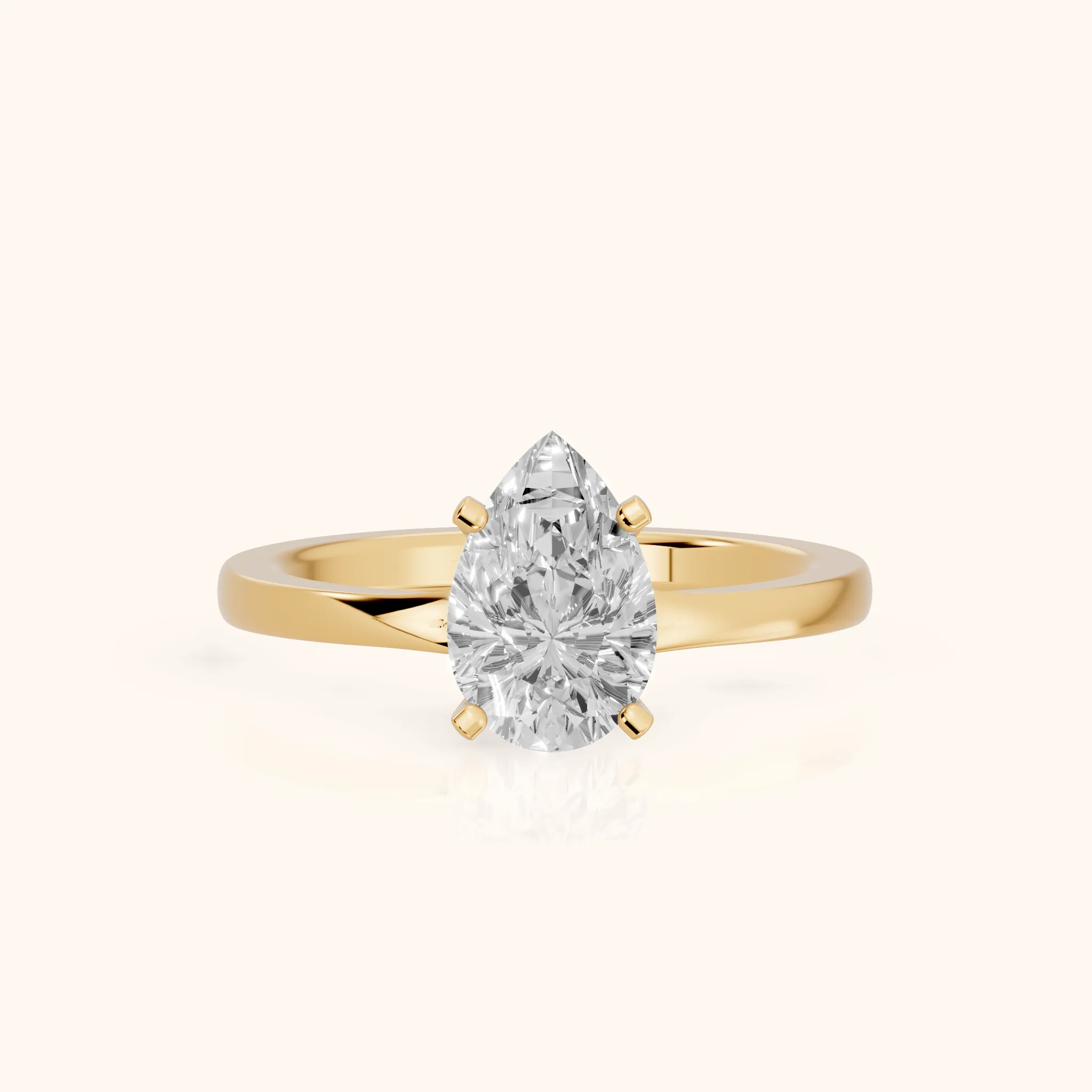 Matilda Cathedral Solitaire Pear Diamond Engagement Ring in Yellow Gold — view 1