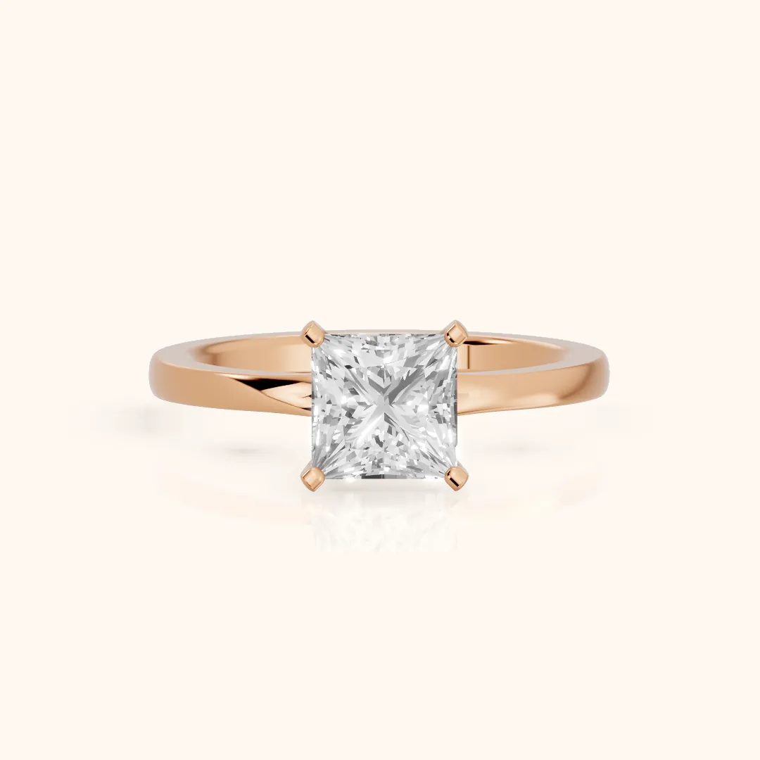 Matilda Cathedral Solitaire Princess Diamond Engagement Ring in Rose Gold — view 2
