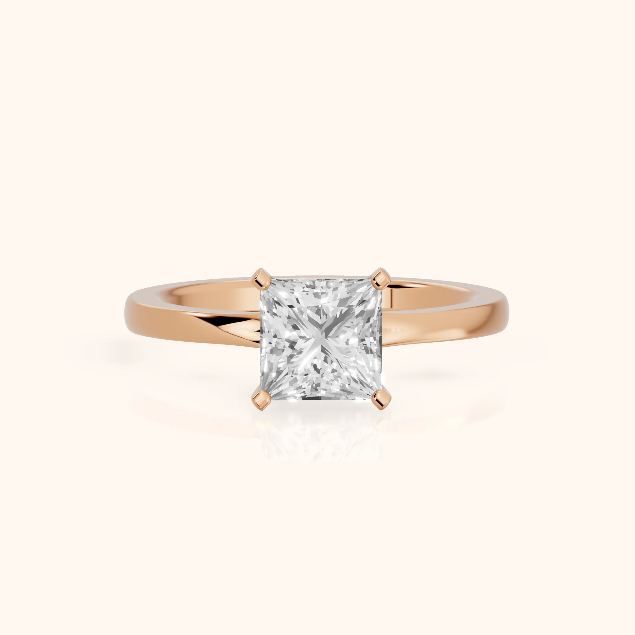 Matilda Cathedral Solitaire Princess Diamond Engagement Ring in Rose Gold — view 1