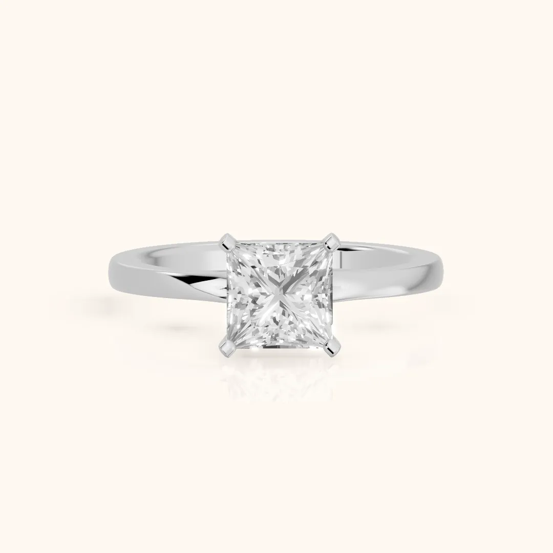 Matilda Cathedral Solitaire Princess Diamond Engagement Ring in Silver — view 2