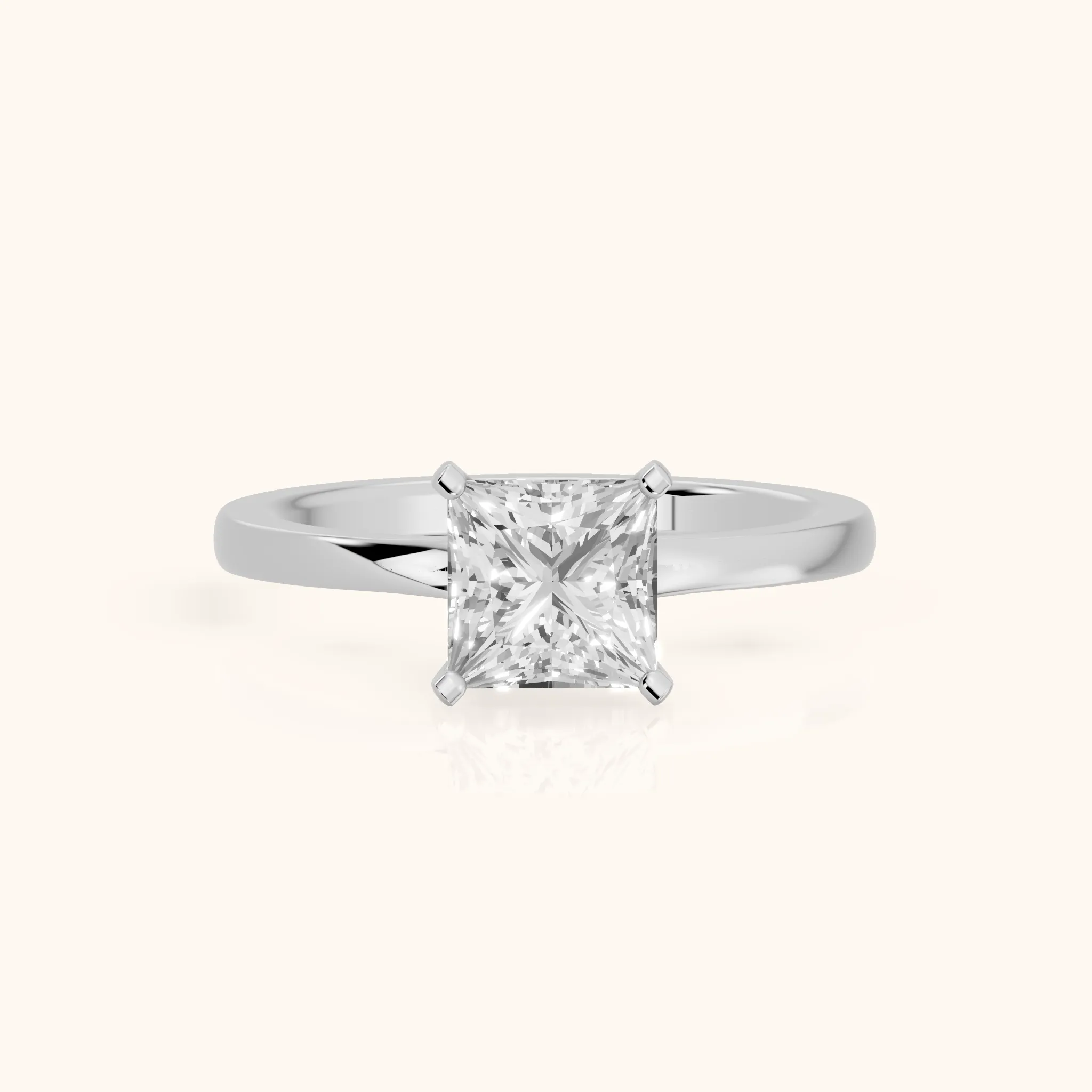 Matilda Cathedral Solitaire Princess Diamond Engagement Ring in Silver — view 1