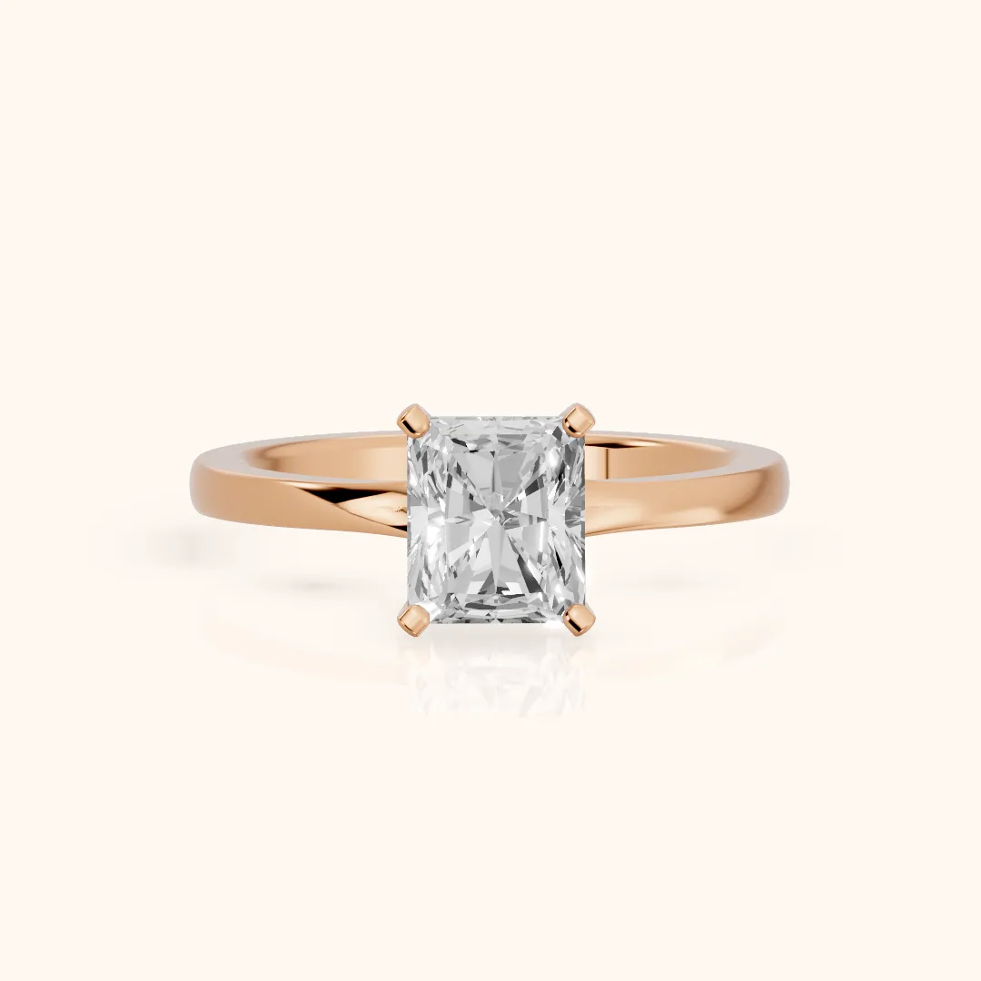 Matilda Cathedral Solitaire Radiant Diamond Engagement Ring in Rose Gold — view 2