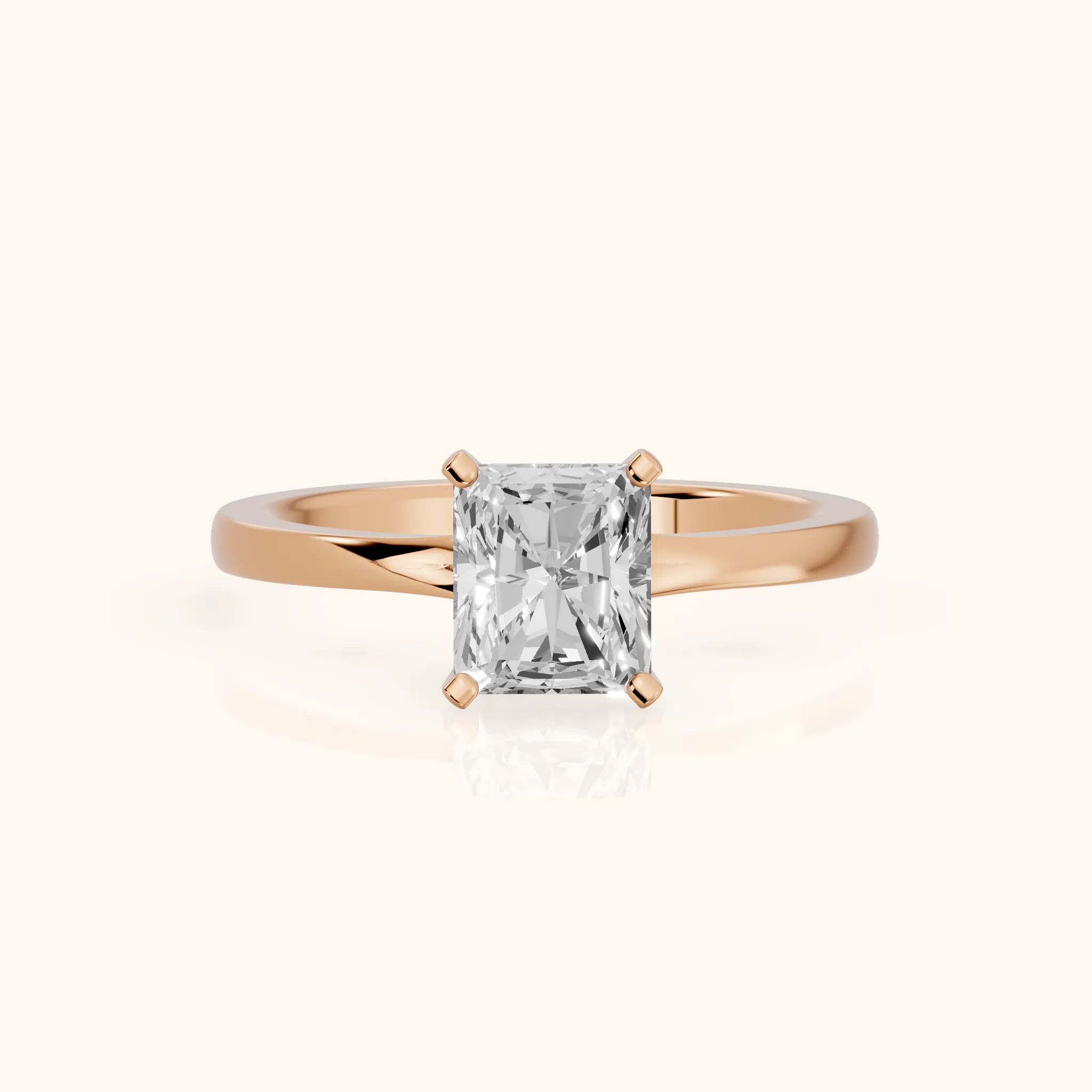 Matilda Cathedral Solitaire Radiant Diamond Engagement Ring in Rose Gold — view 1