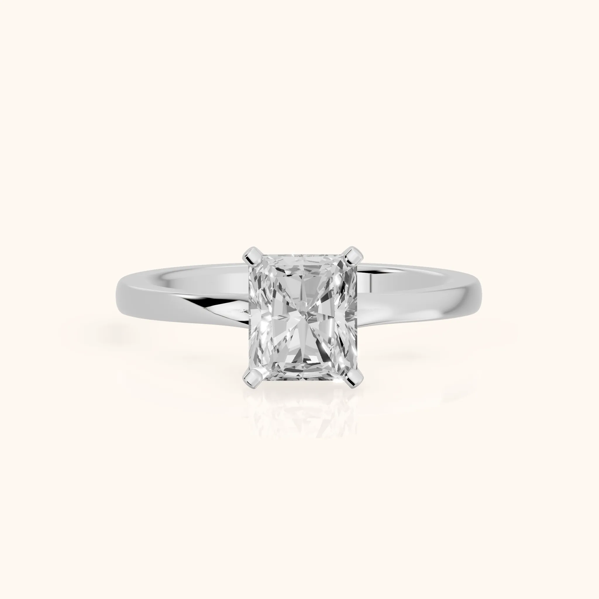 Matilda Cathedral Solitaire Radiant Diamond Engagement Ring in Silver — view 1