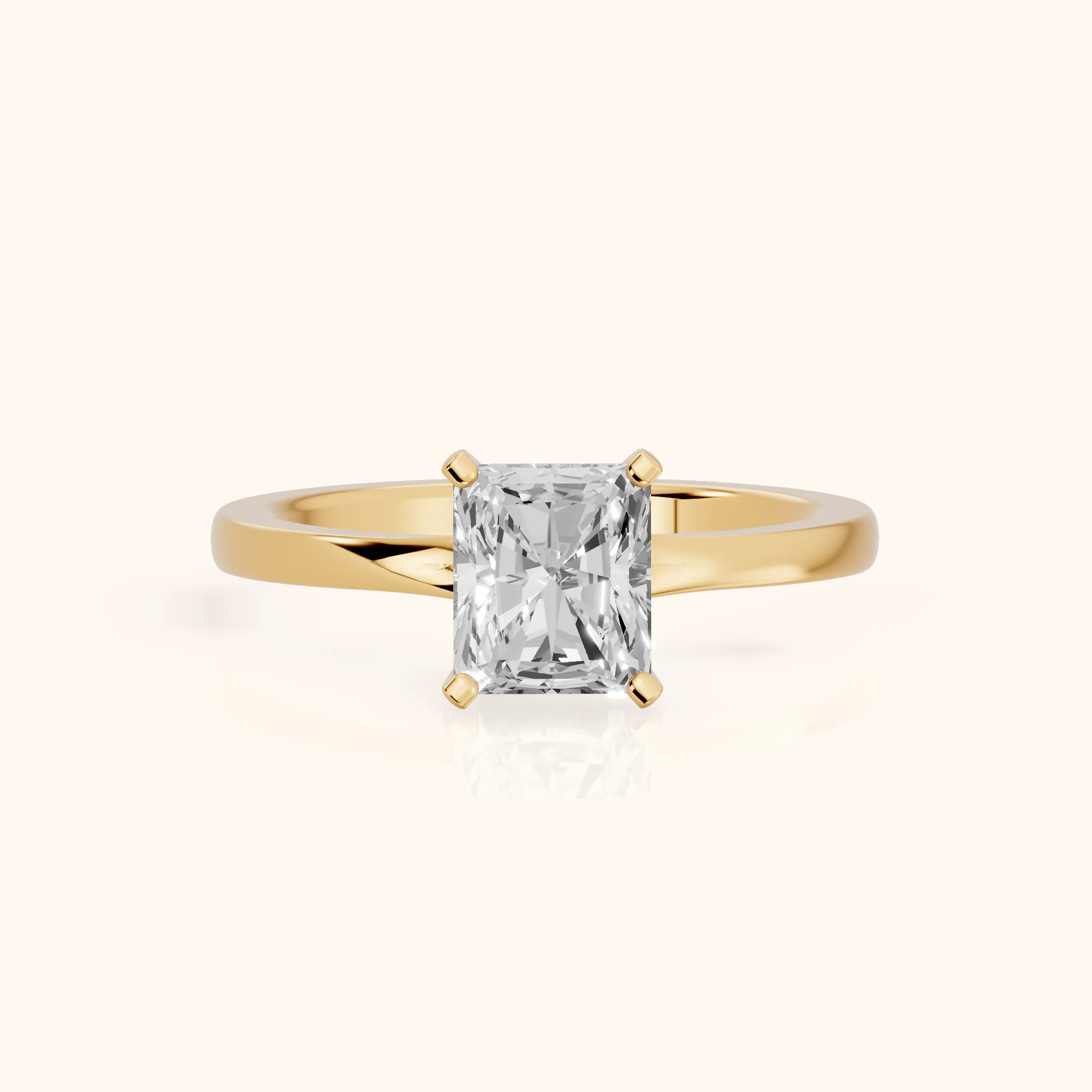 Matilda Cathedral Solitaire Radiant Diamond Engagement Ring in Yellow Gold — view 1