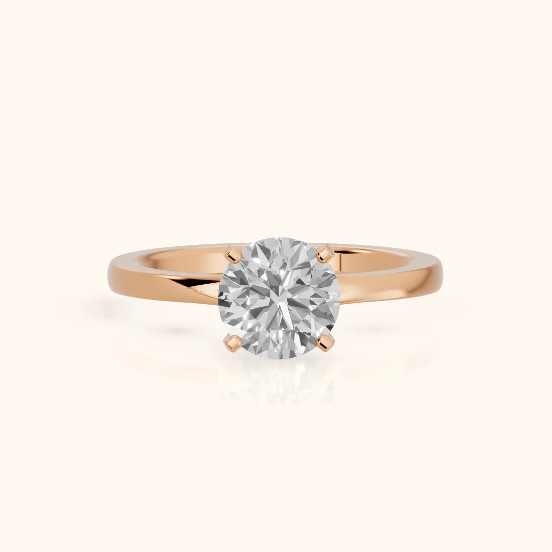 Matilda Cathedral Solitaire Round Diamond Engagement Ring in Rose Gold — view 2