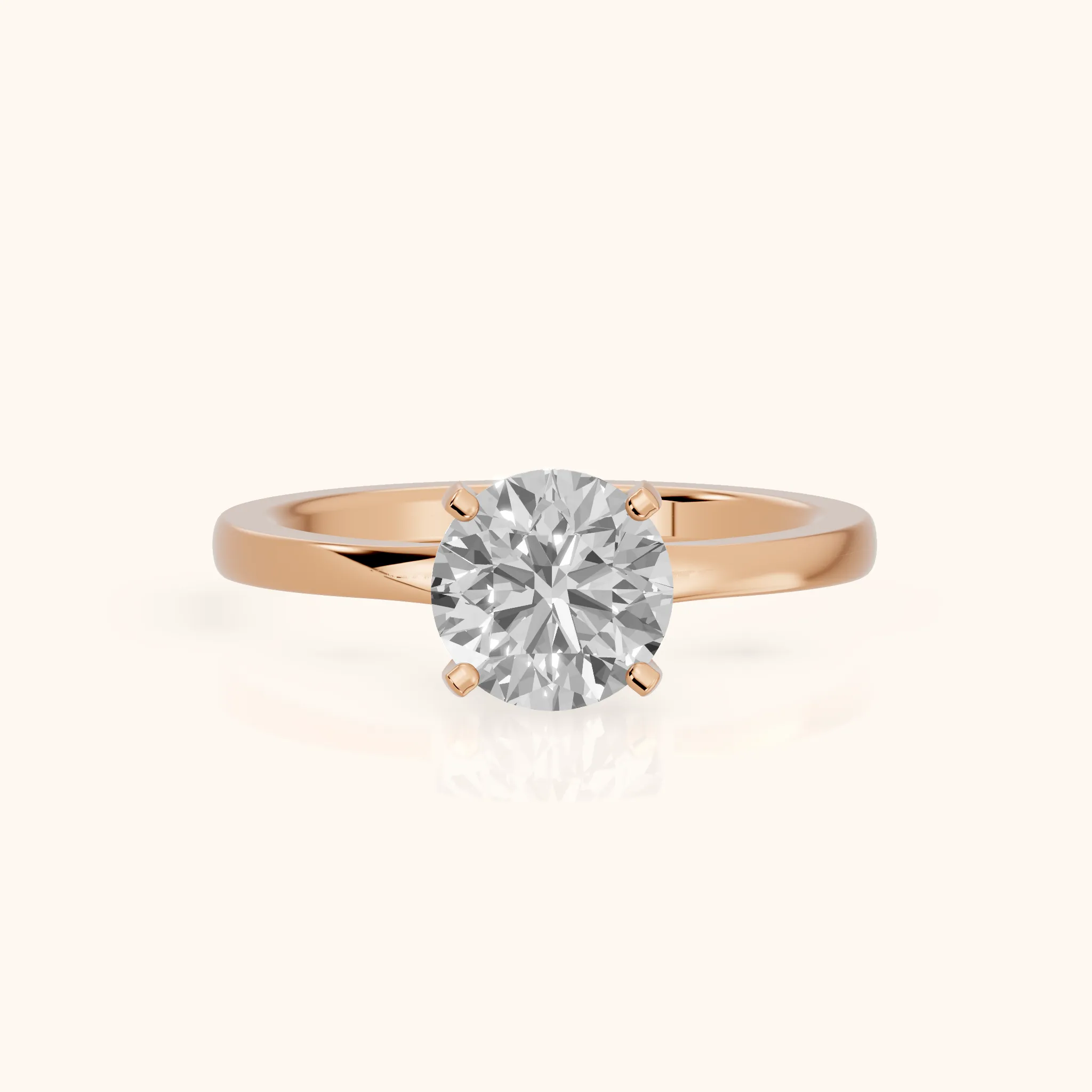 Matilda Cathedral Solitaire Round Diamond Engagement Ring in Rose Gold — view 1