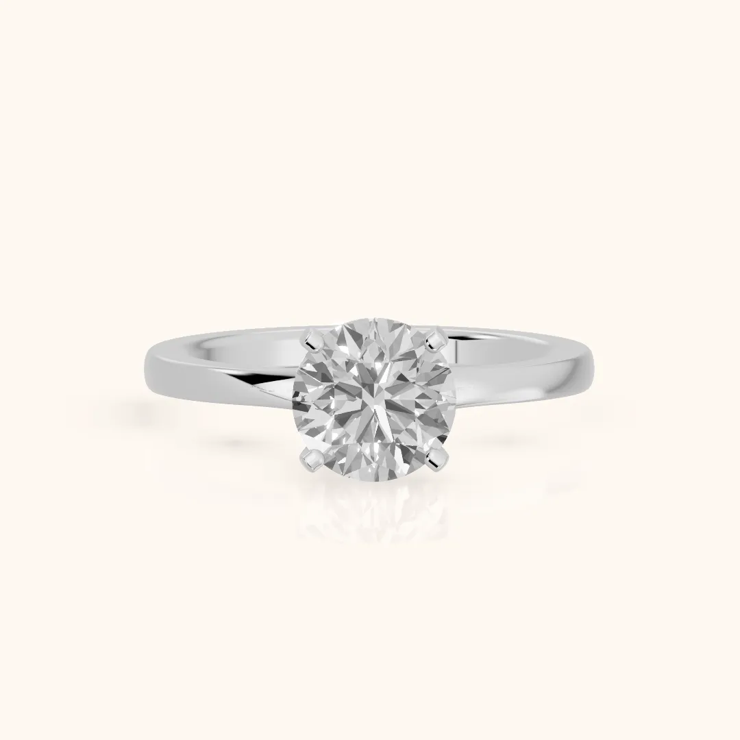 Matilda Cathedral Solitaire Round Diamond Engagement Ring in Silver — view 2