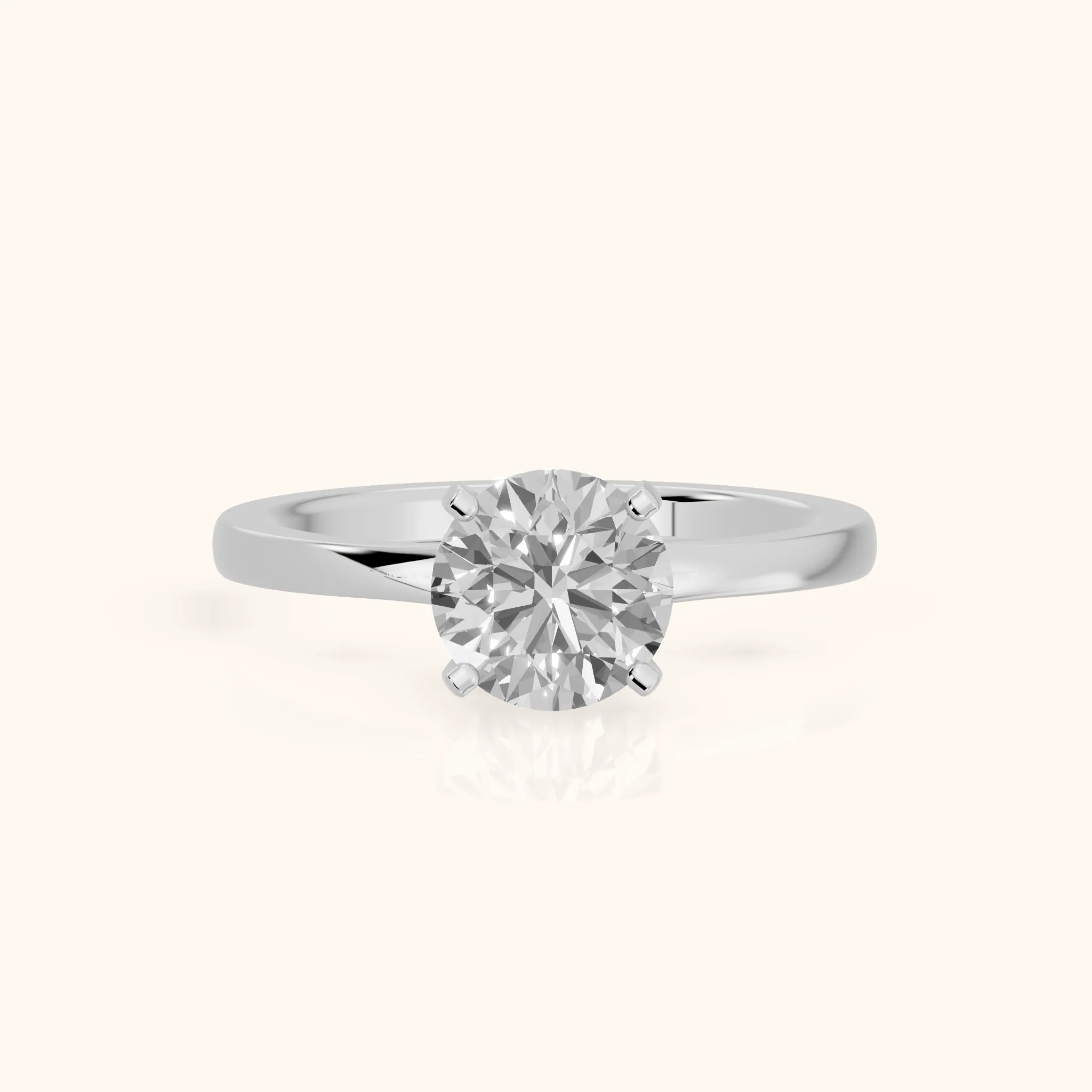 Matilda Cathedral Solitaire Round Diamond Engagement Ring in Silver — view 1