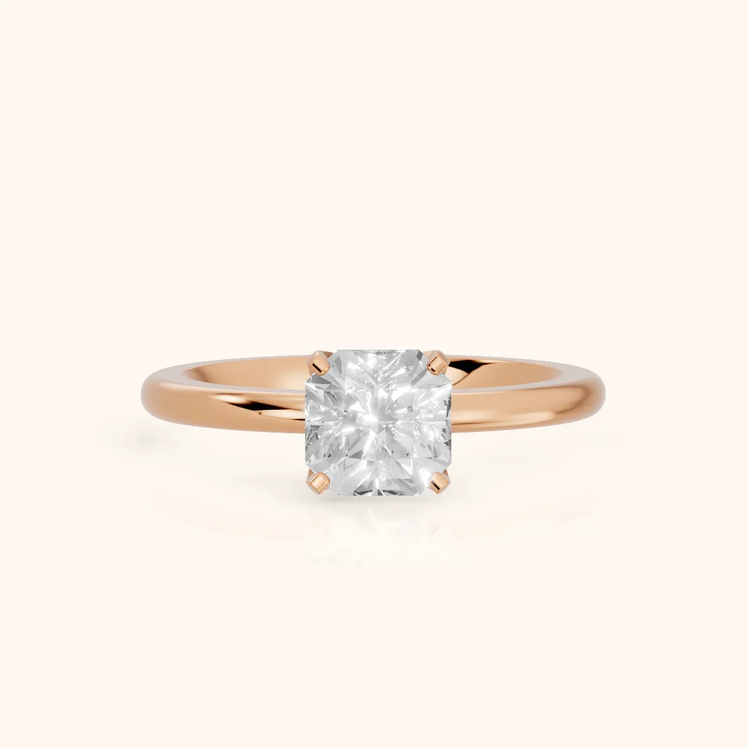 Bague de Fiançailles Diamant Solitaire Asscher Flora Guardian en Or Rose