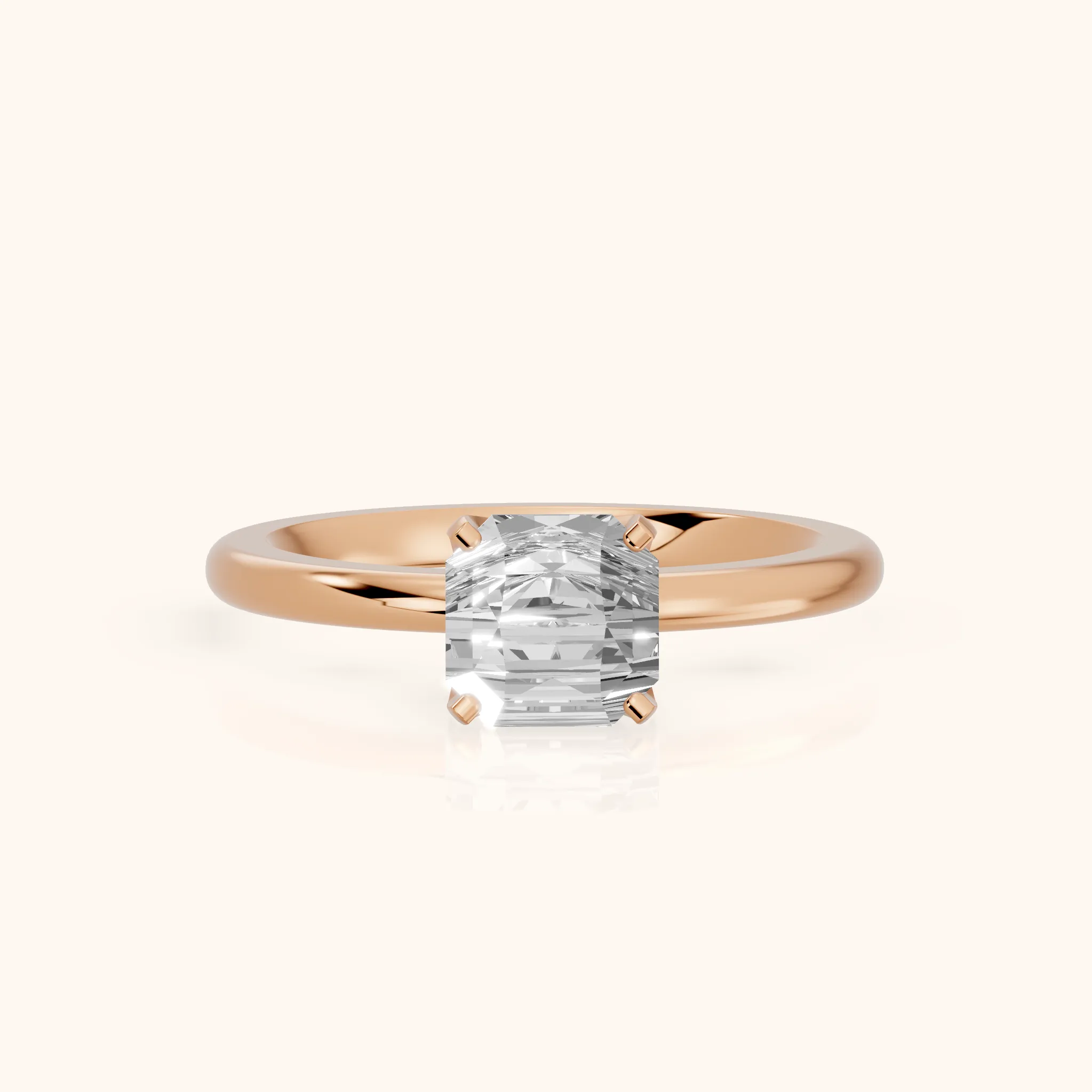 Bague de Fiançailles Diamant Solitaire Asscher Flora Guardian en Or Rose — view 1