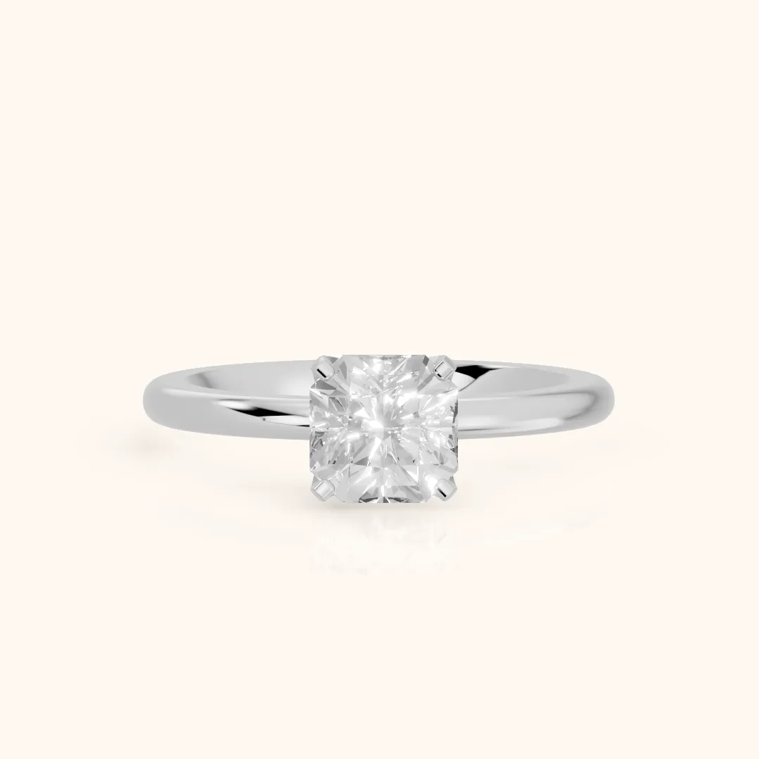 Bague de Fiançailles Flora Guardian Solitaire en Diamant Asscher en Platine