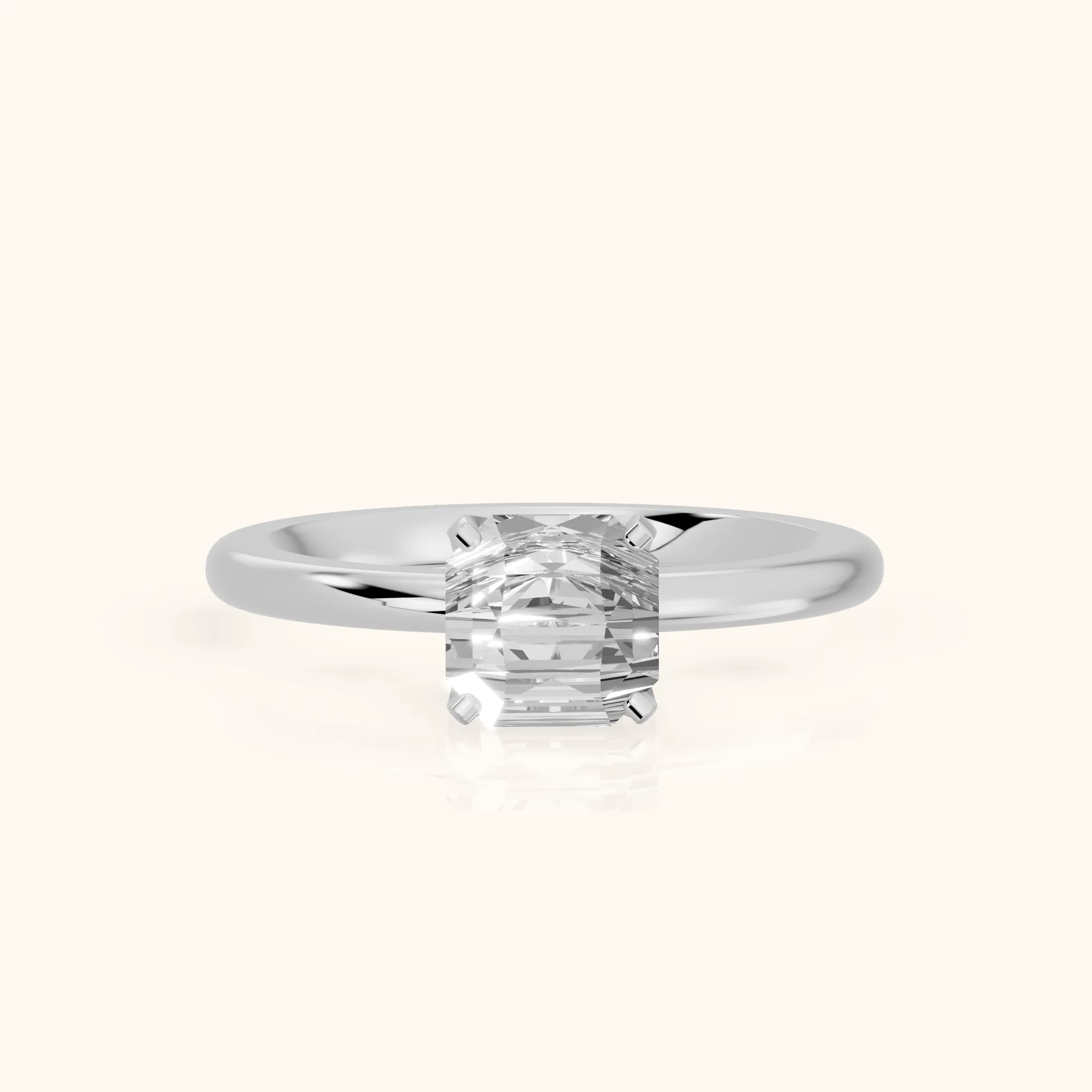 Bague de fiançailles Flora Guardian en argent avec diamant de taille Asscher — view 1