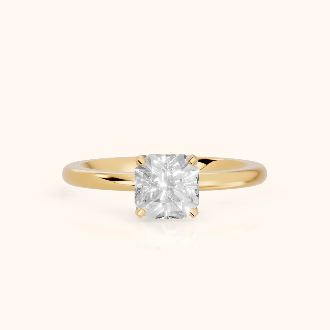 Bague de Fiançailles Flora Guardian Solitaire Diamant Asscher en Or Jaune
