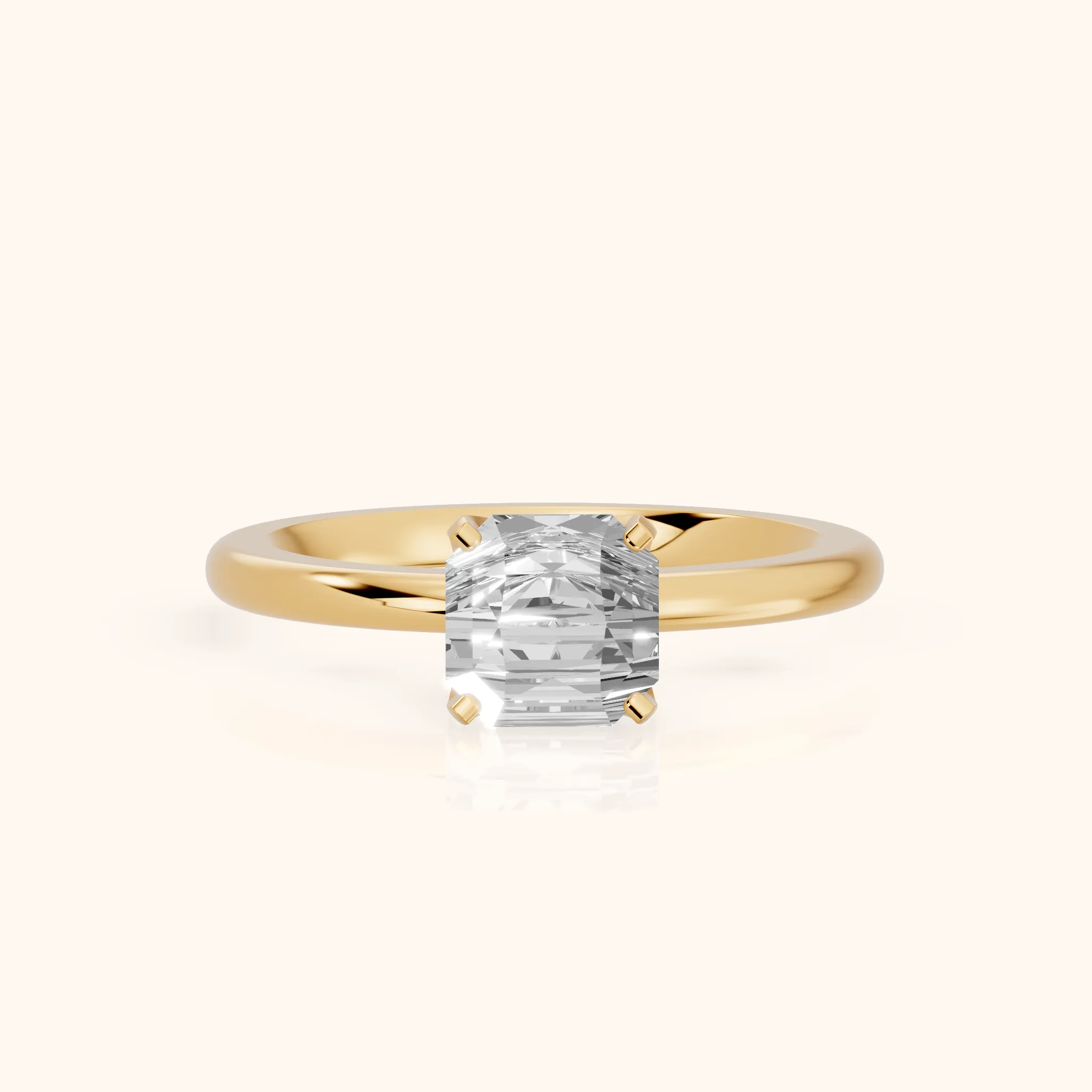 Bague de Fiançailles Flora Guardian Solitaire Diamant Asscher en Or Jaune — view 1