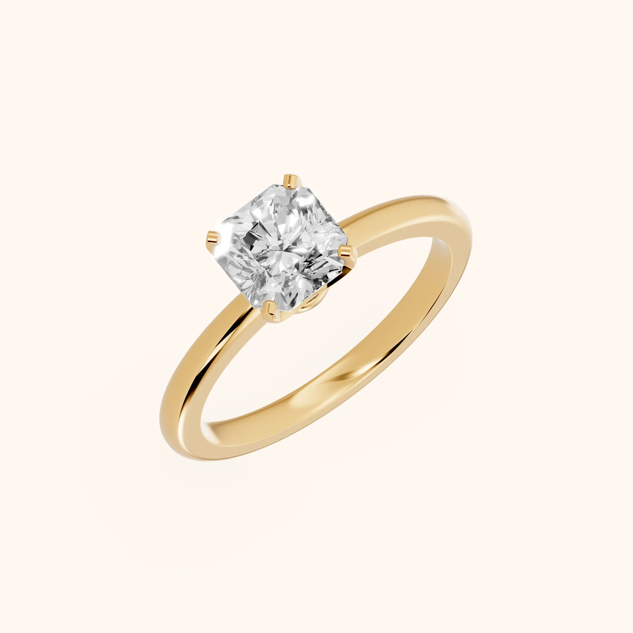 Bague de Fiançailles Flora Guardian Solitaire Diamant Asscher en Or Jaune