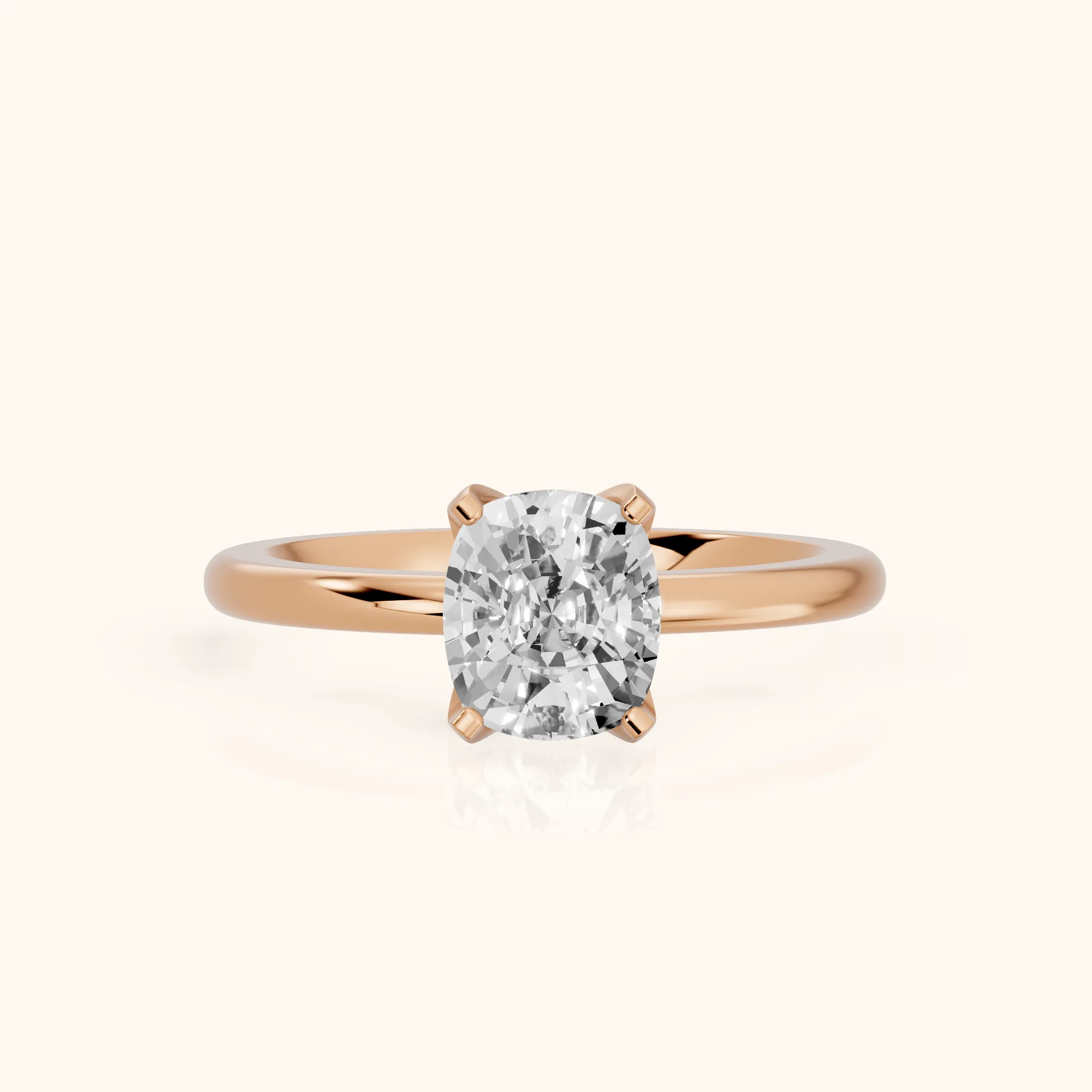 Bague de fiançailles Flora Guardian Solitaire en or rose avec diamant taille coussin — view 1