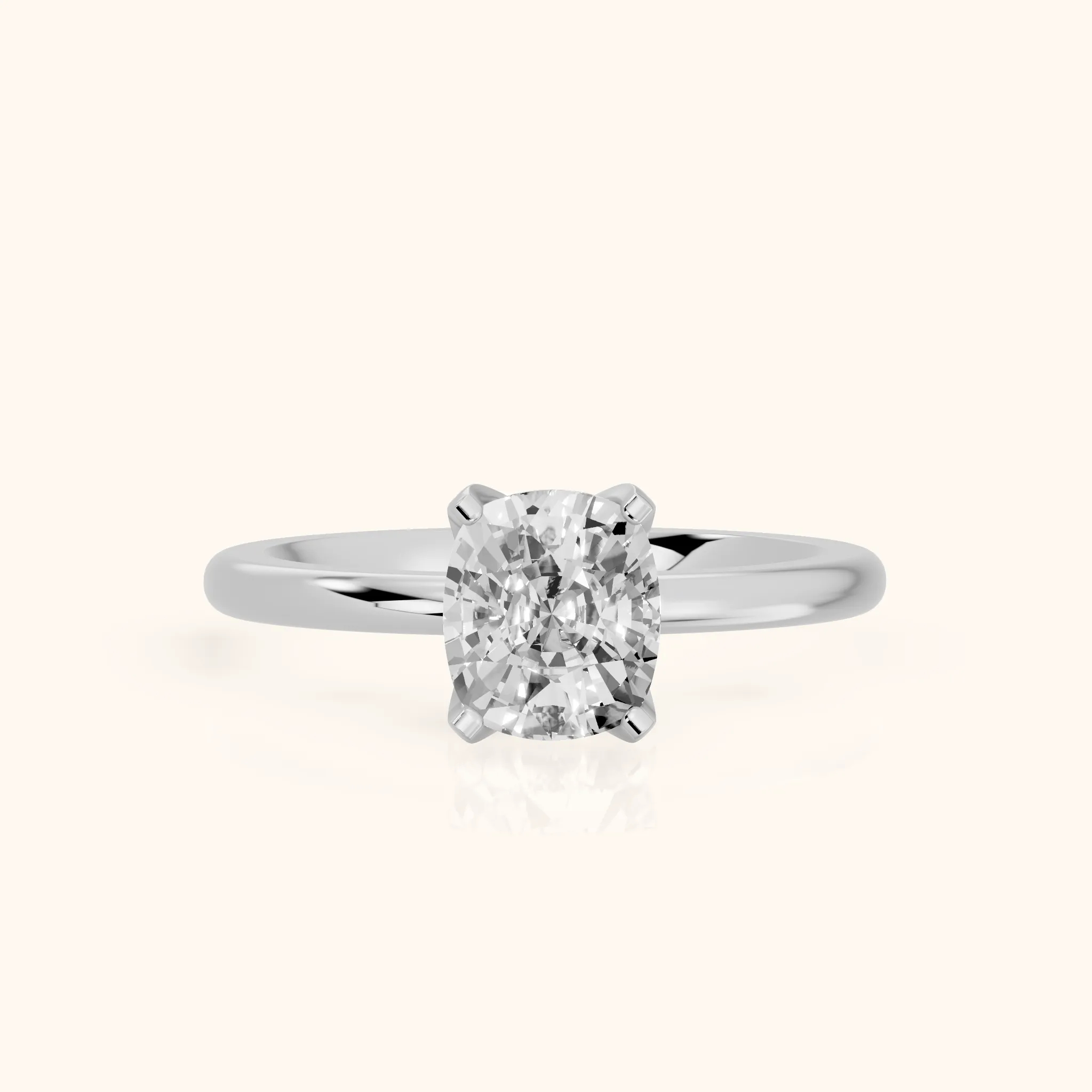 Flora Guardian Solitaire Cushion Diamond Engagement Ring in Silver — view 1