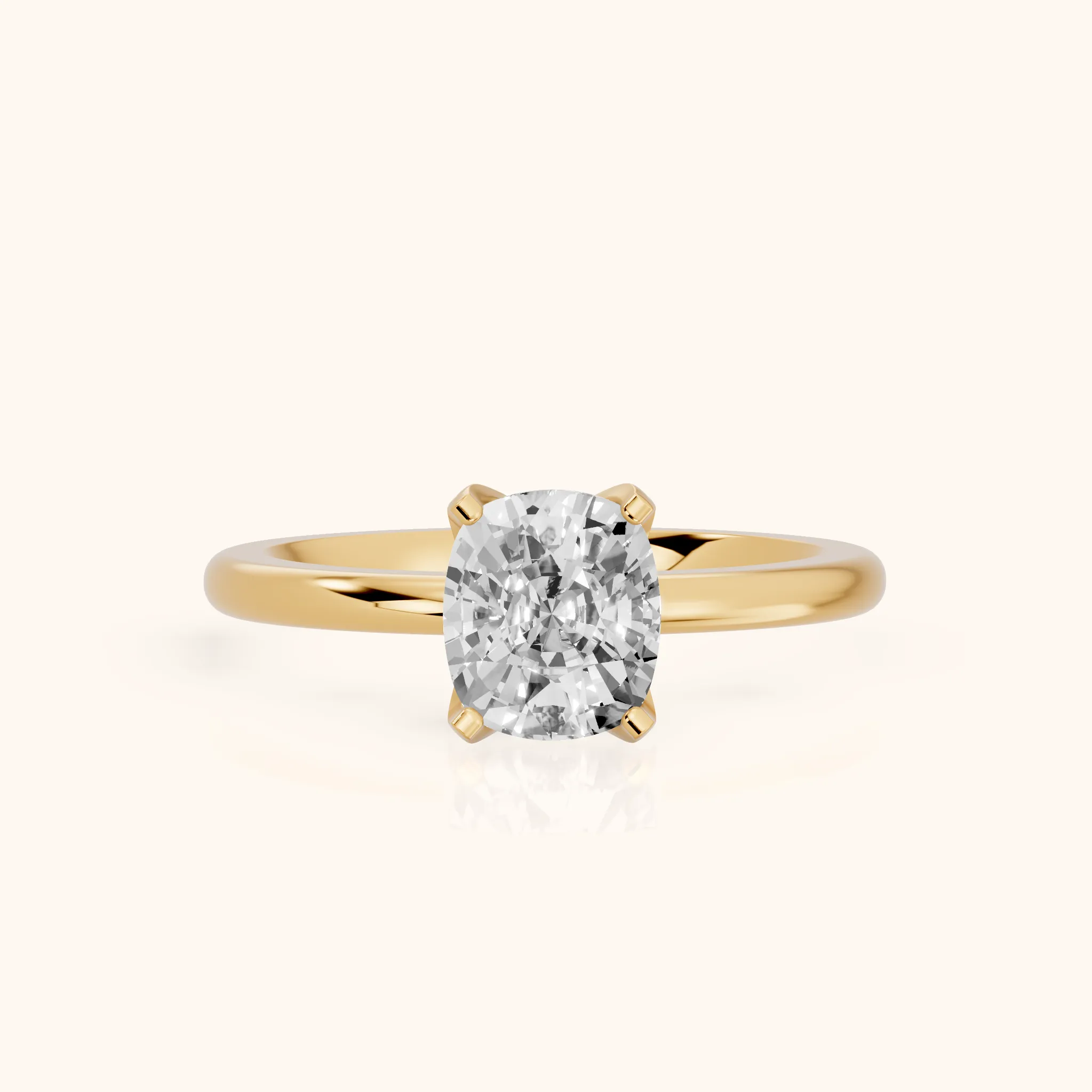 Bague de fiançailles Flora Guardian en or jaune avec diamant coussin solitaire — view 1