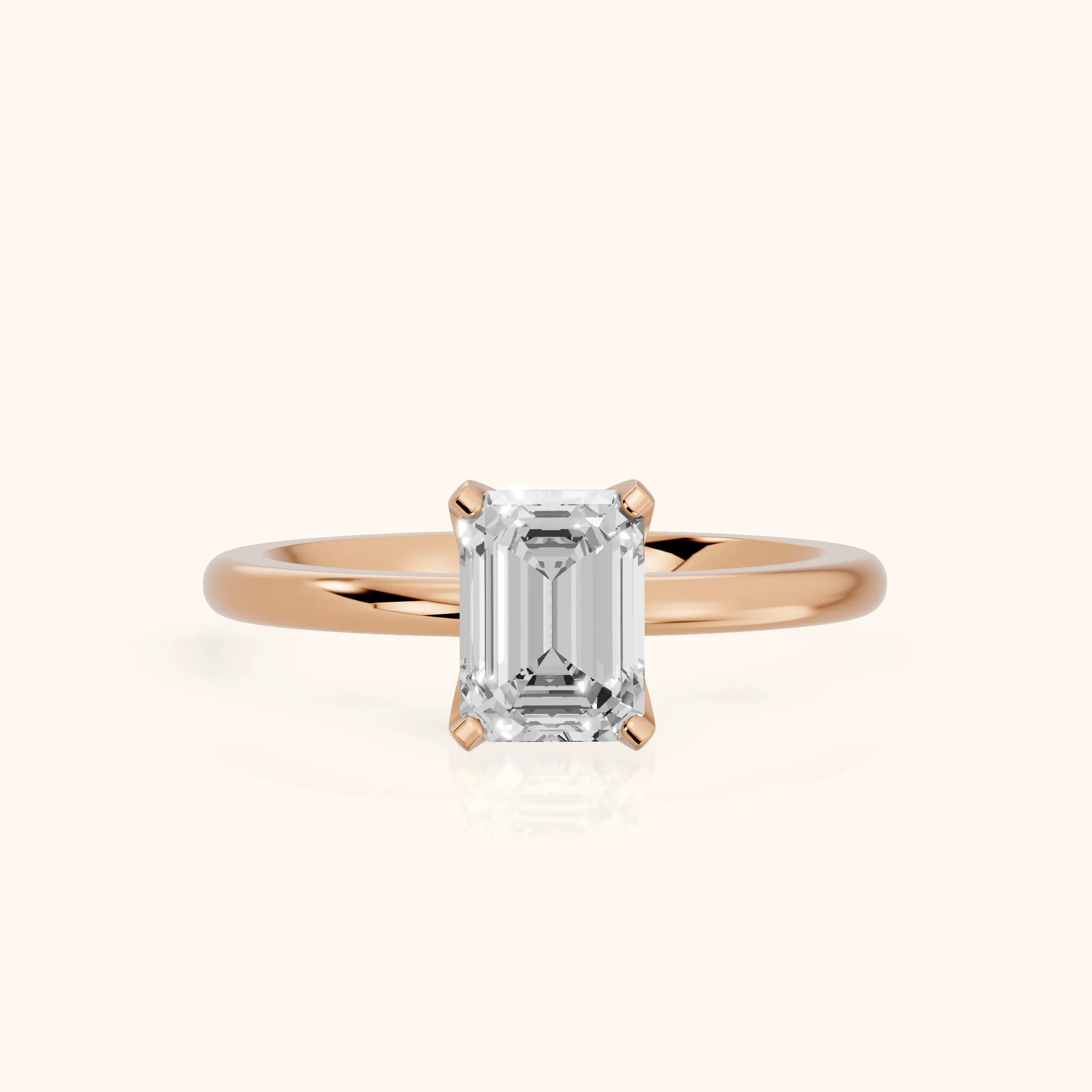 Flora Guardian Solitaire Emerald Diamond Engagement Ring in Rose Gold — view 1