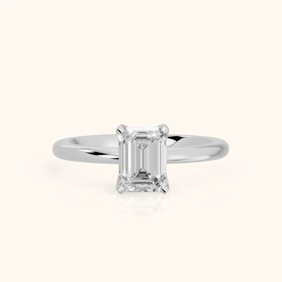 Bague de fiançailles Flora Guardian en platine, solitaire émeraude et diamants