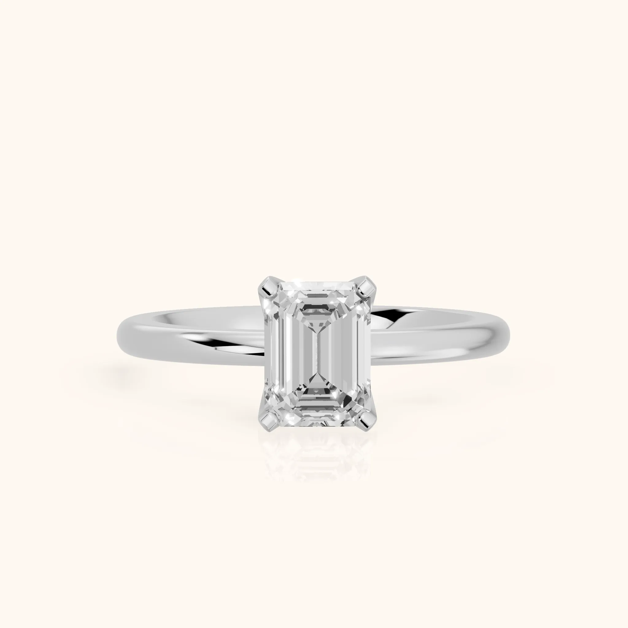 Bague de Fiançailles Flora Guardian Solitaire Émeraude et Diamants en Argent — view 1