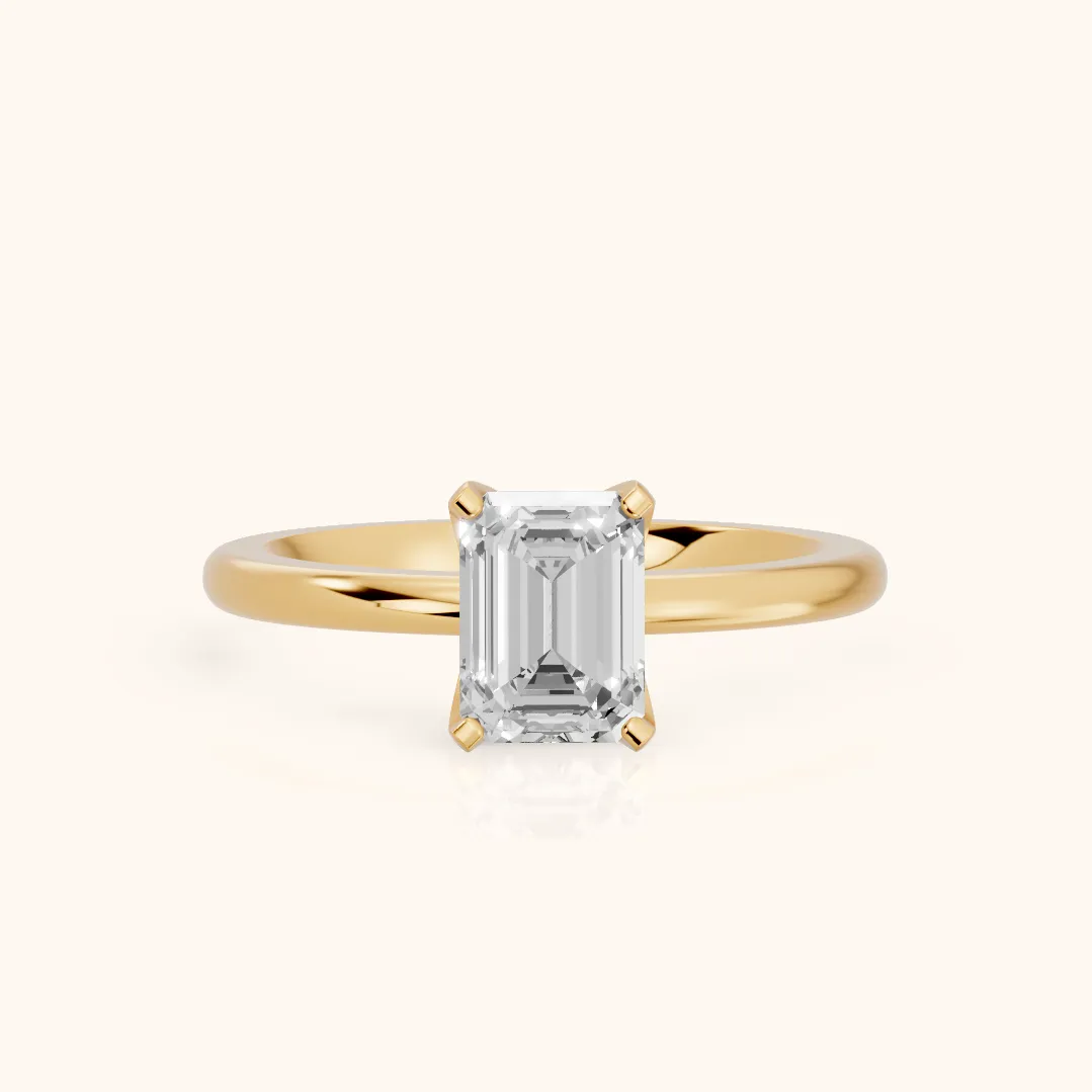 Bague de Fiançailles Flora Guardian Solitaire Émeraude et Diamant en Or Jaune
