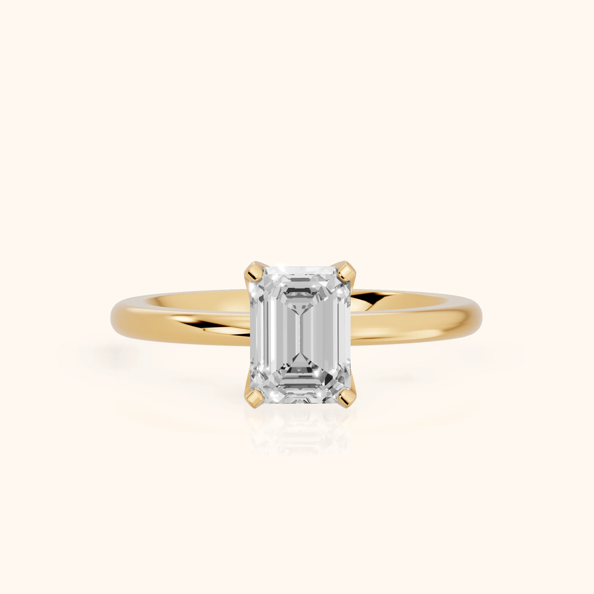 Bague de Fiançailles Flora Guardian Solitaire Émeraude et Diamant en Or Jaune — view 1