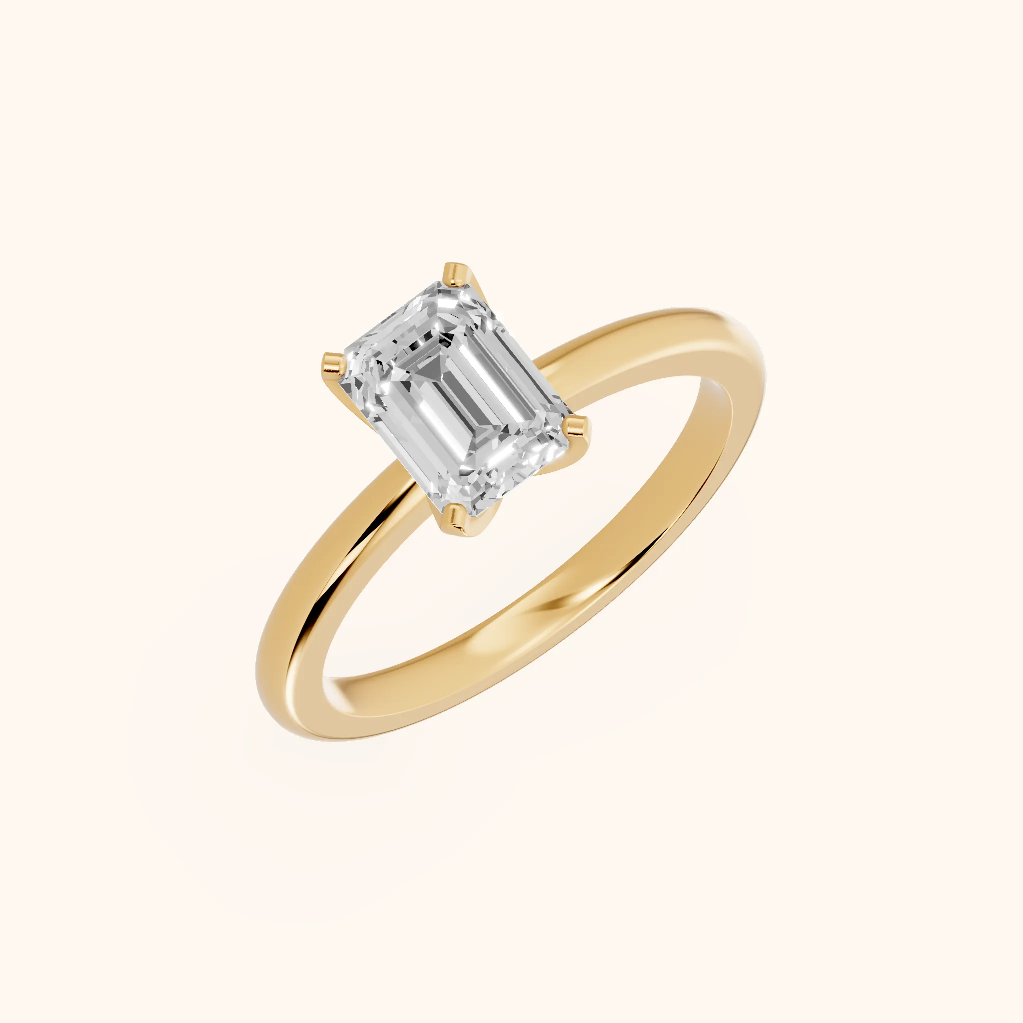 Bague de Fiançailles Flora Guardian Solitaire Émeraude et Diamant en Or Jaune