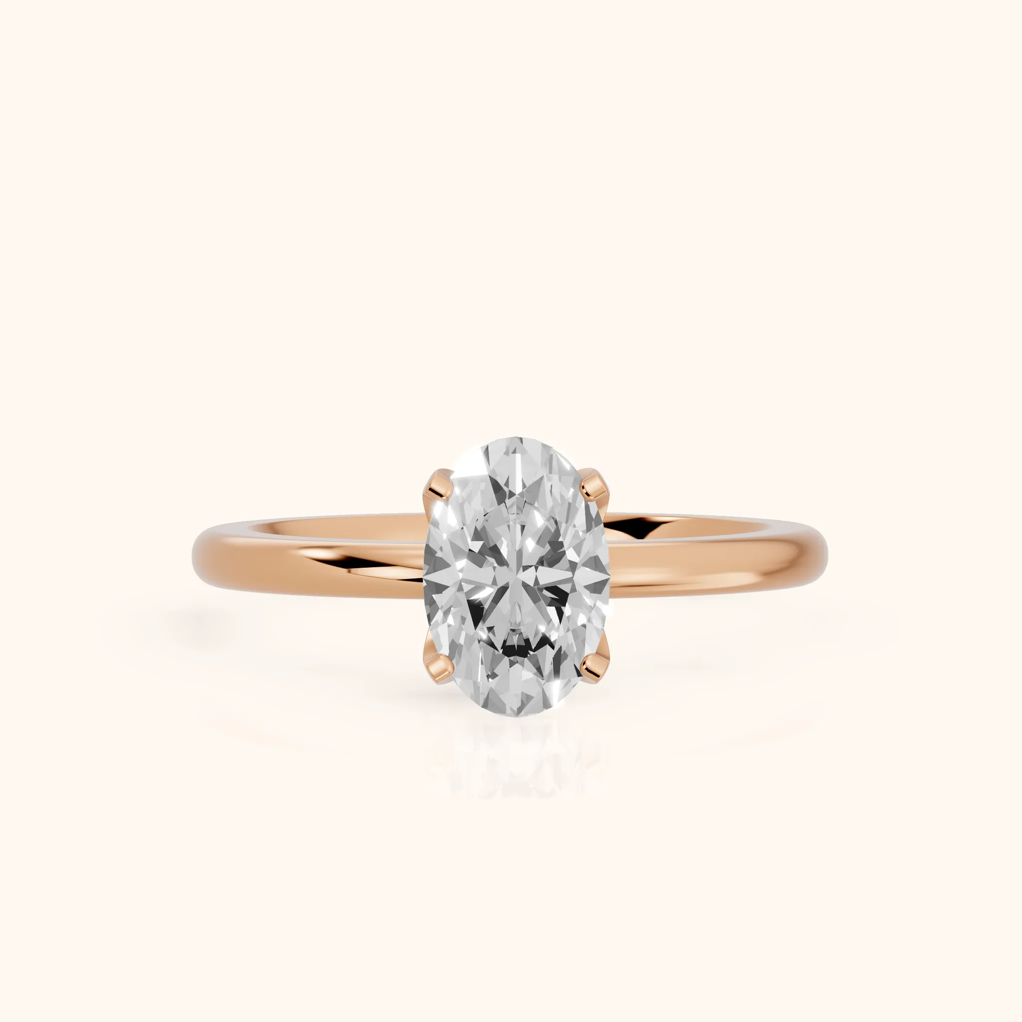 Flora Guardian Solitaire Oval Diamond Engagement Ring in Rose Gold — view 1