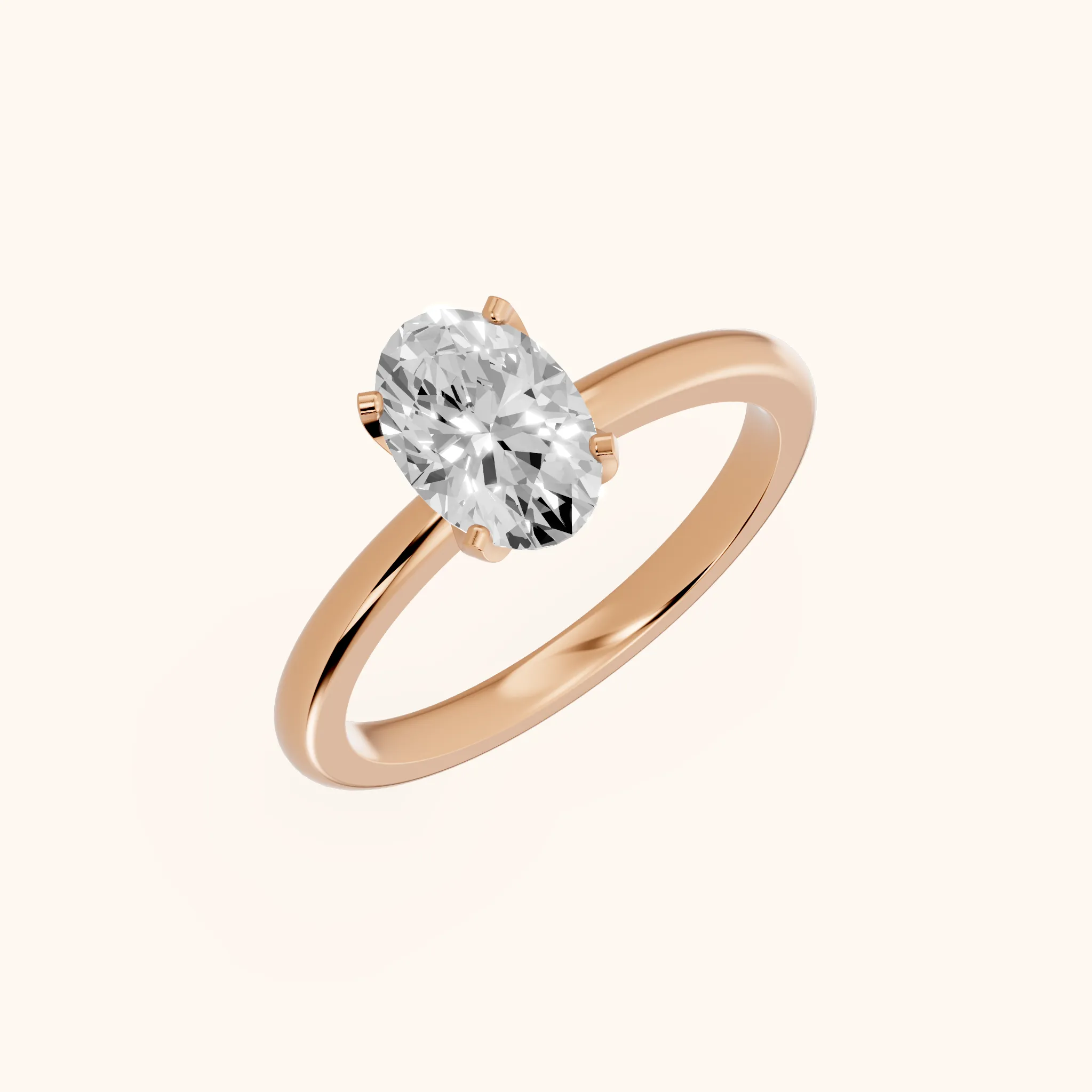 Flora Guardian Solitaire Oval Diamond Engagement Ring in Rose Gold