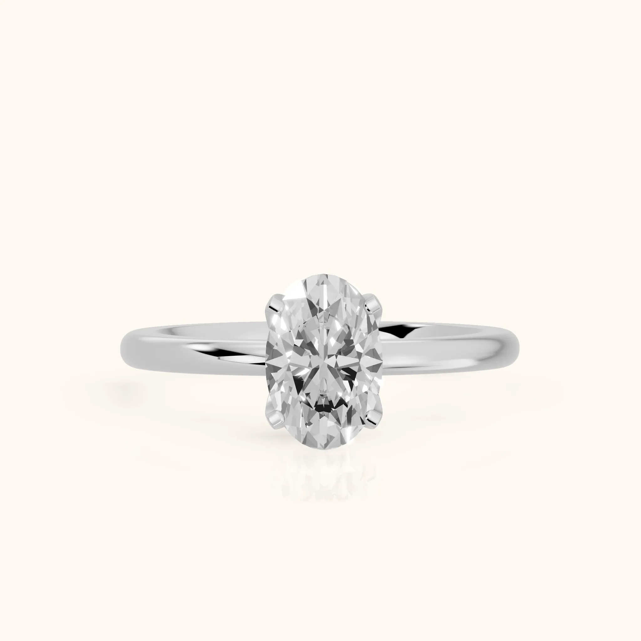 Bague de Fiançailles Ovale Solitaire Diamant Flora Guardian en Argent — view 1